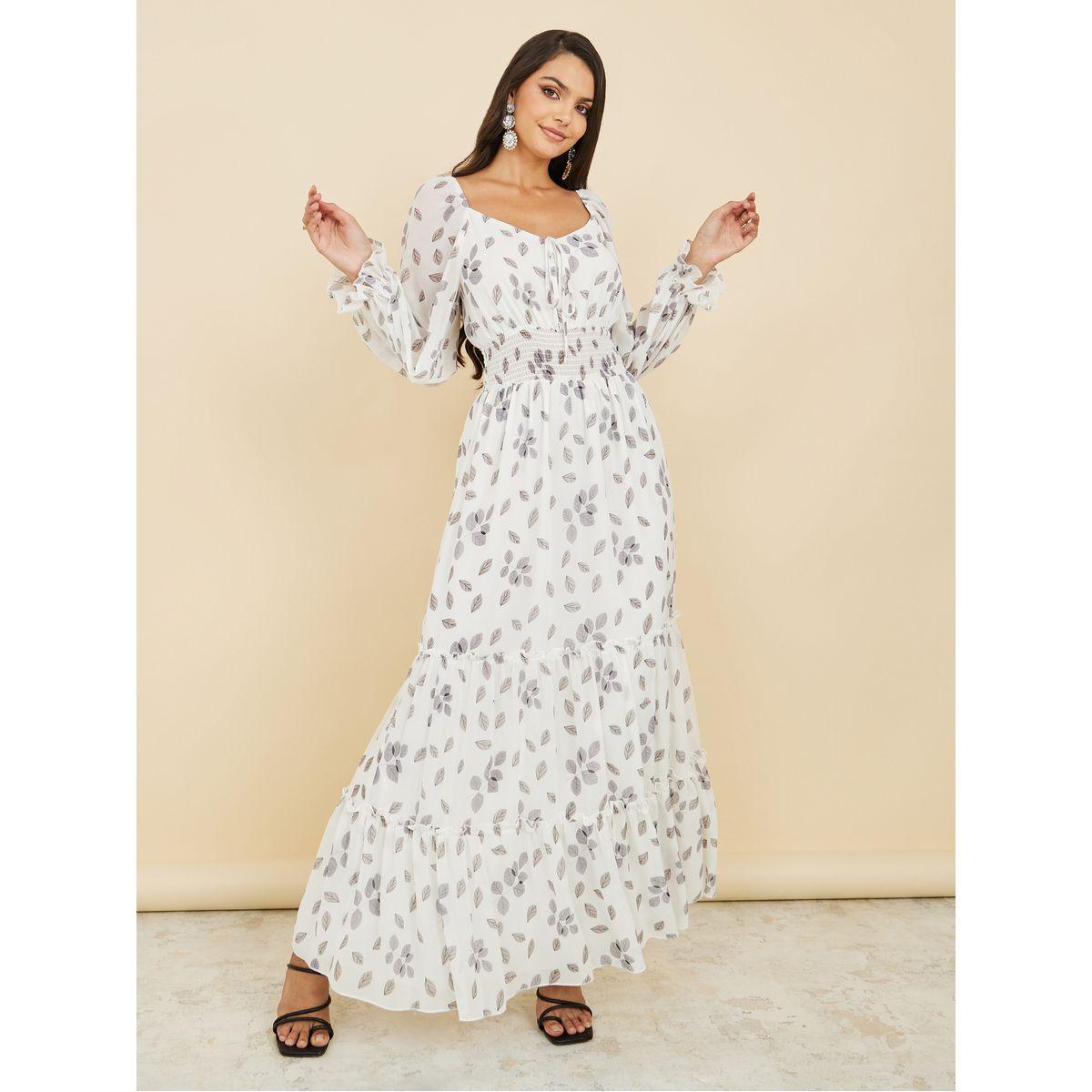 Styli Leaf AOP Smocked Waist Tiered Maxi Dress-women-clothing-dresses-image-1