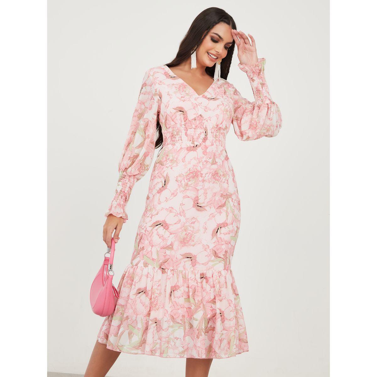 فستان ميدي مطبع بزهور-women-clothing-dresses-image-1