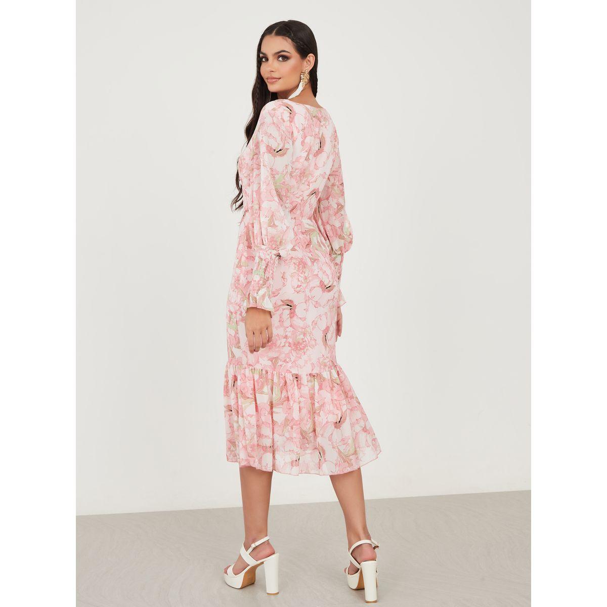 فستان ميدي مطبع بزهور-women-clothing-dresses-image-4