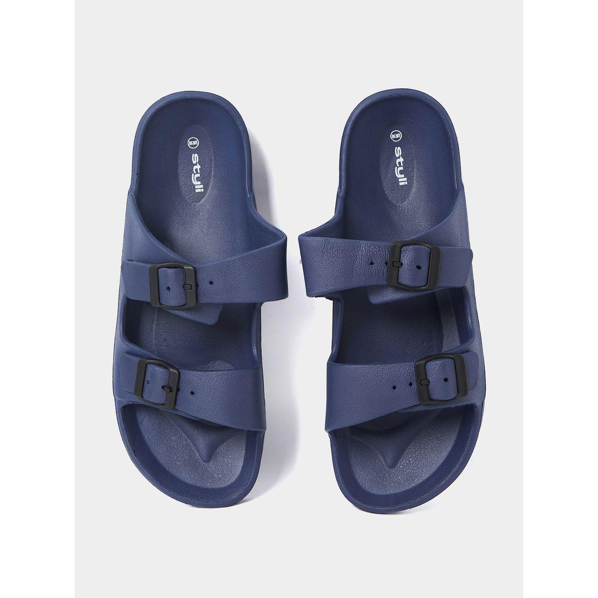 Styli Double Strap Buckle Detail Slides-men-shoes-flipflopsandslides-image-5