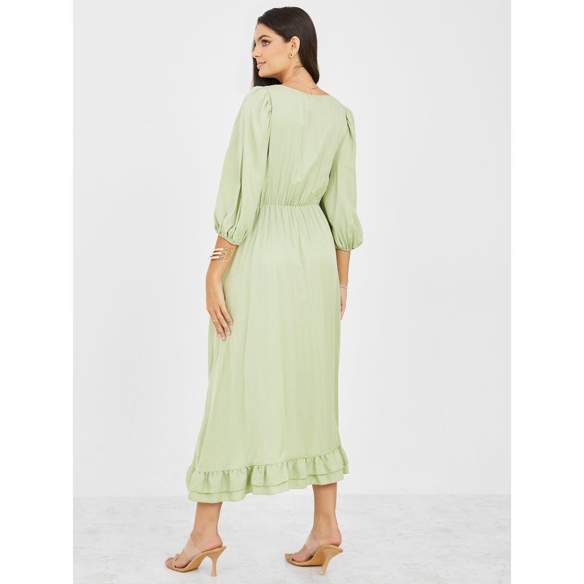 Styli Ruffled Hem Lace Insert A-Line Midi Dress-women-clothing-dresses-image-4