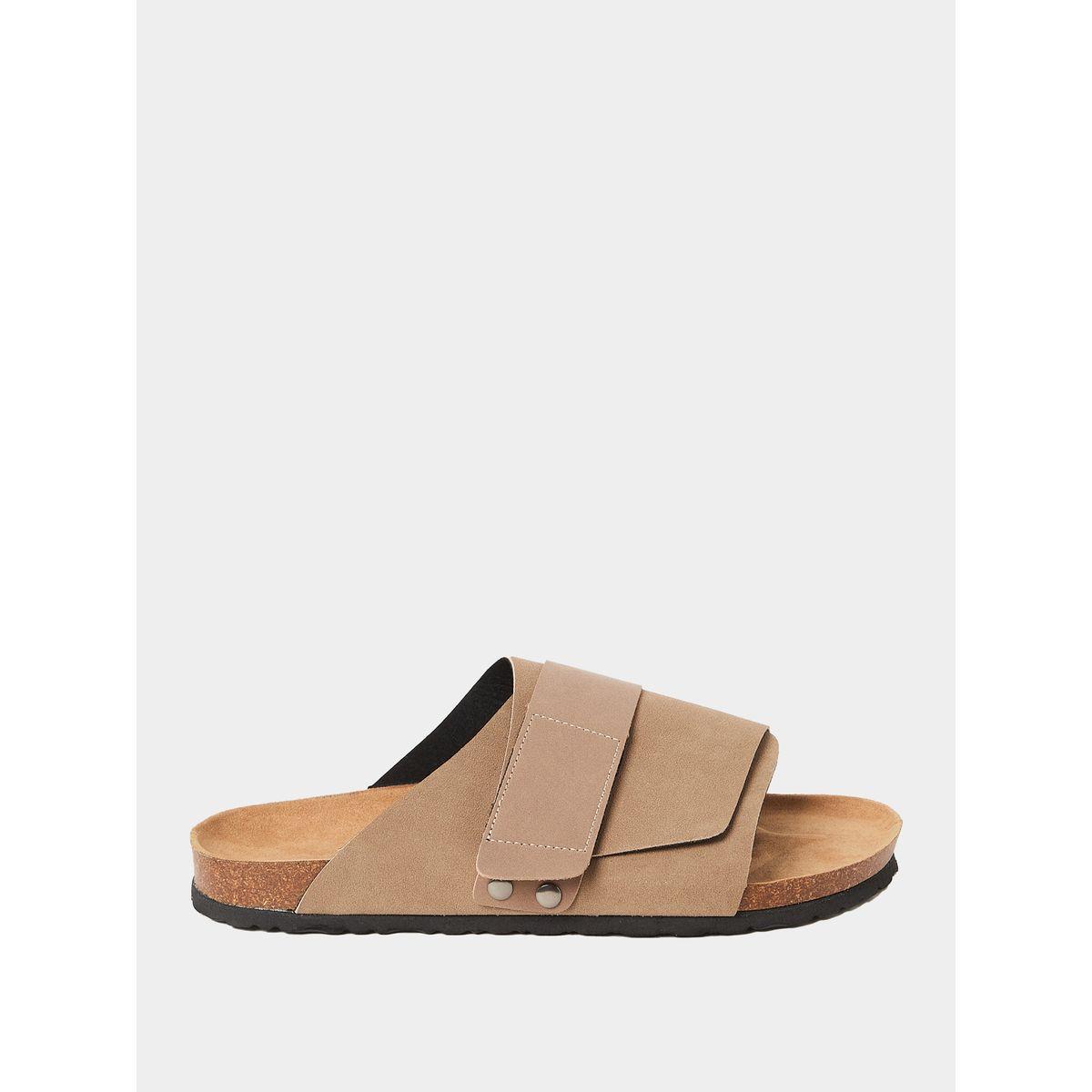 Styli Wide Strap Velcro Detail Slip On Sandals-men-shoes-sandals-image-1
