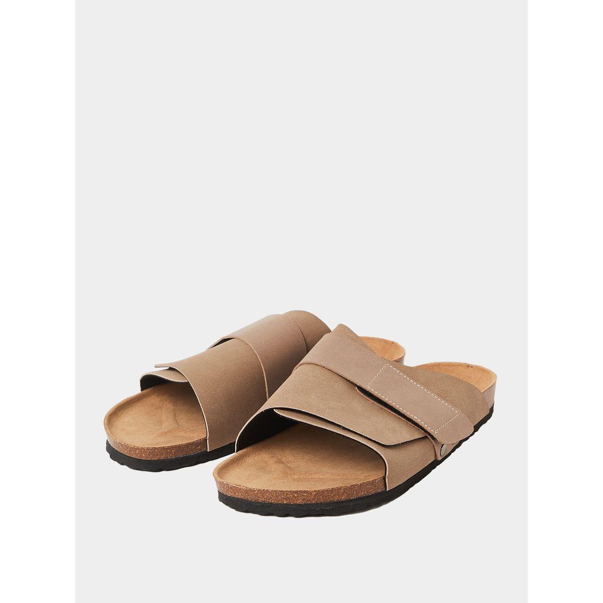 Styli Wide Strap Velcro Detail Slip On Sandals-men-shoes-sandals-image-2
