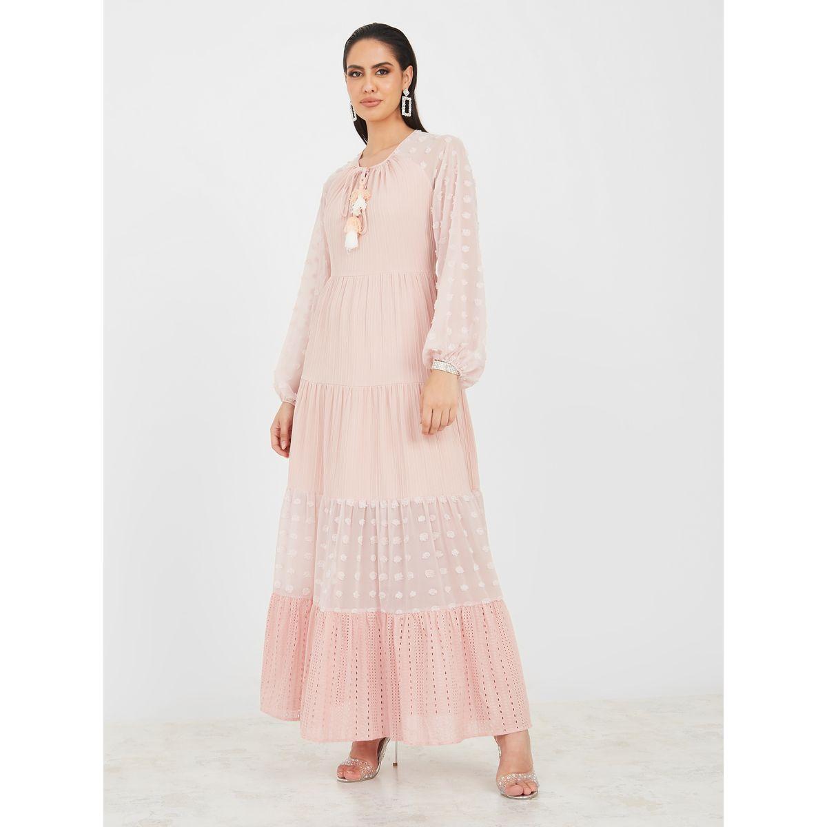 Styli Limited  Dobby Broderie Tiered Maxi Dress-women-clothing-dresses-image-1