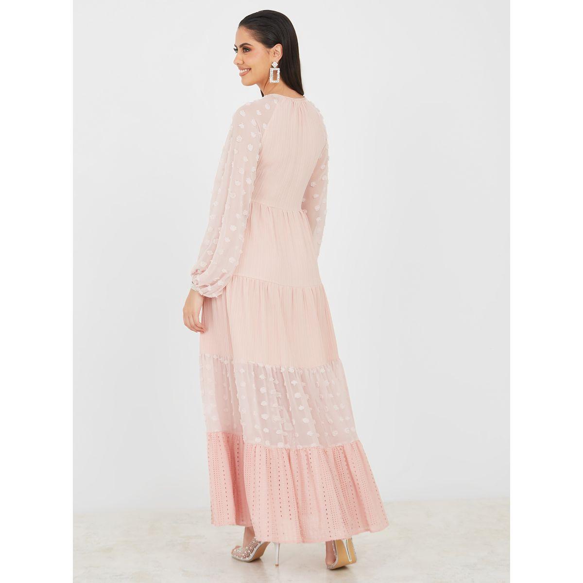 Styli Limited  Dobby Broderie Tiered Maxi Dress-women-clothing-dresses-image-4