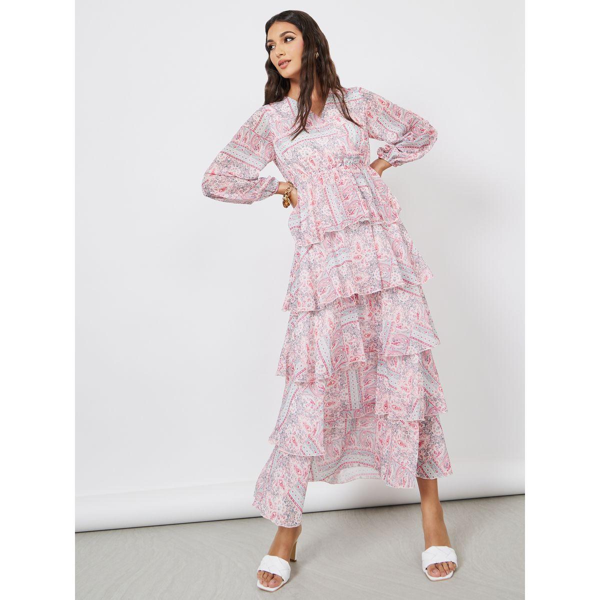 فستان طويل شيفون بكسرات-women-clothing-dresses-image-1