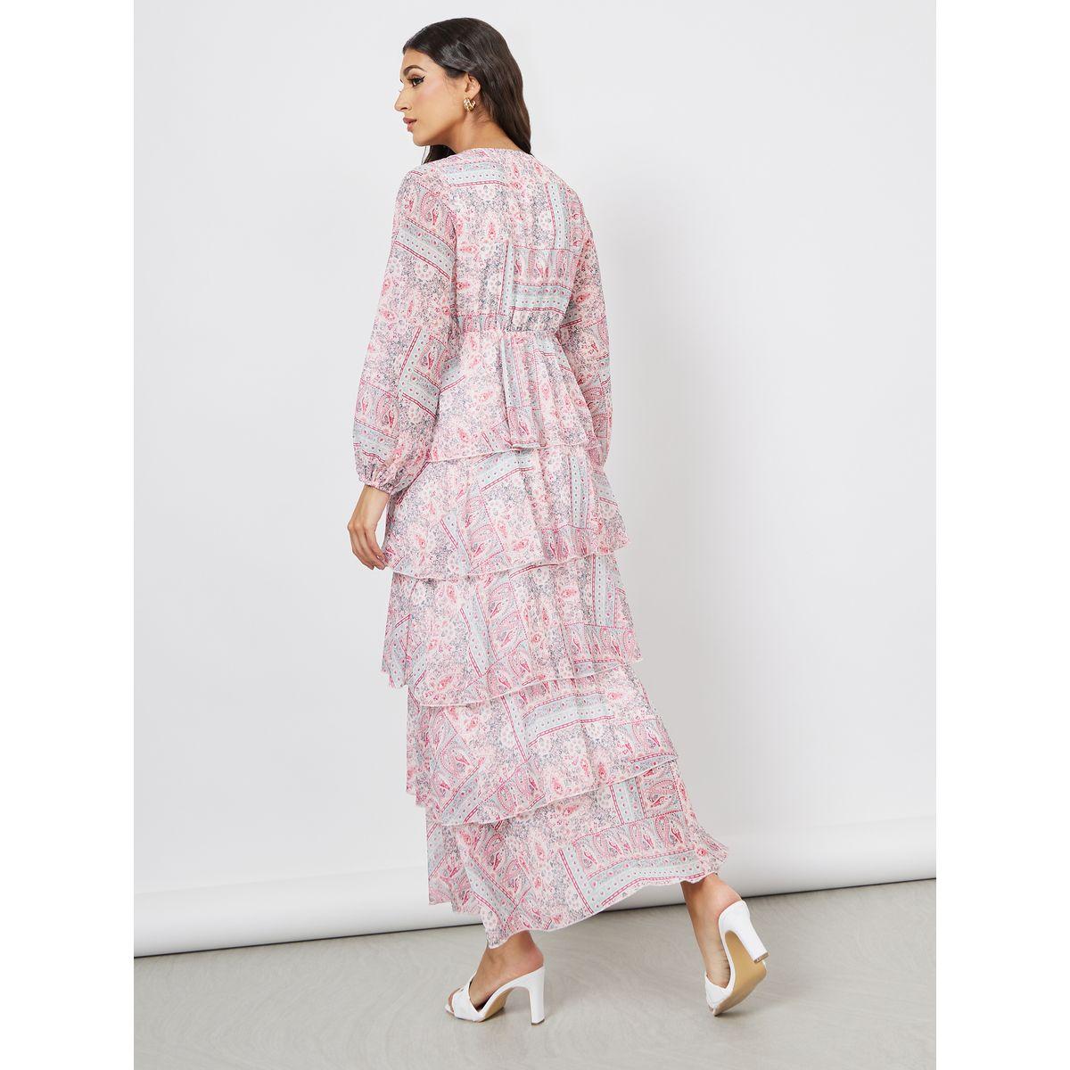 Styli Paisley Print Chiffon Tiered Maxi Dress-women-clothing-dresses-image-4