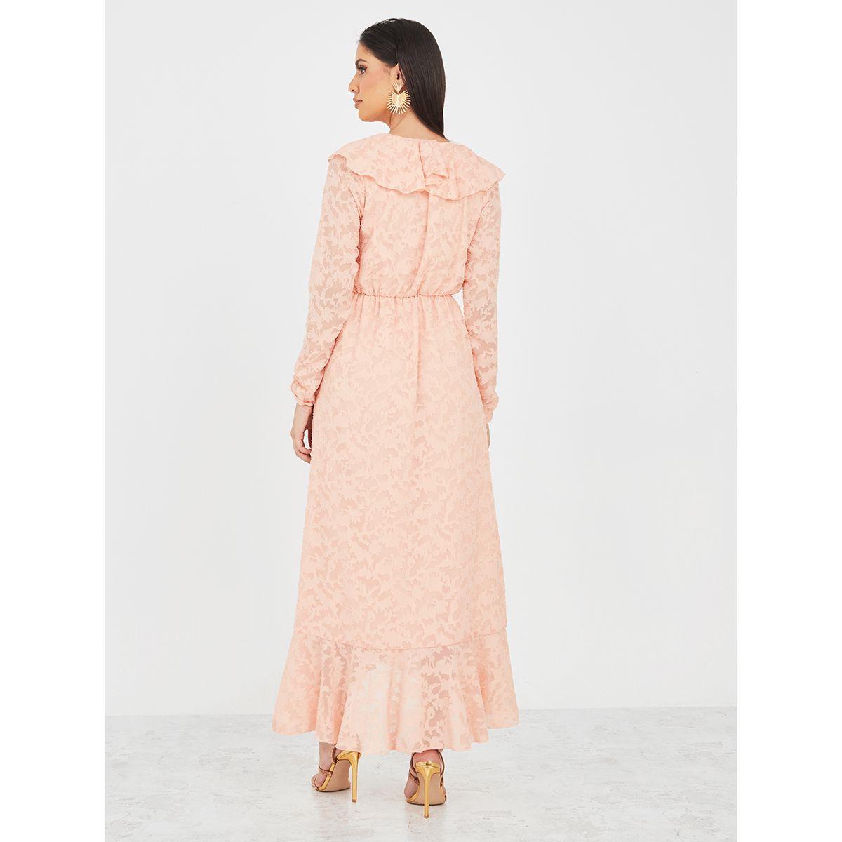 Styli Limited Jacquard Wrap Maxi Dress with Ruffle Detail-women-clothing-dresses-image-4