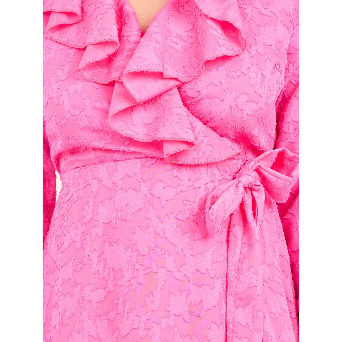 Styli Limited Dobby Textured Ruffle Detail A-Line Maxi Dress-women-clothing-dresses-image-3