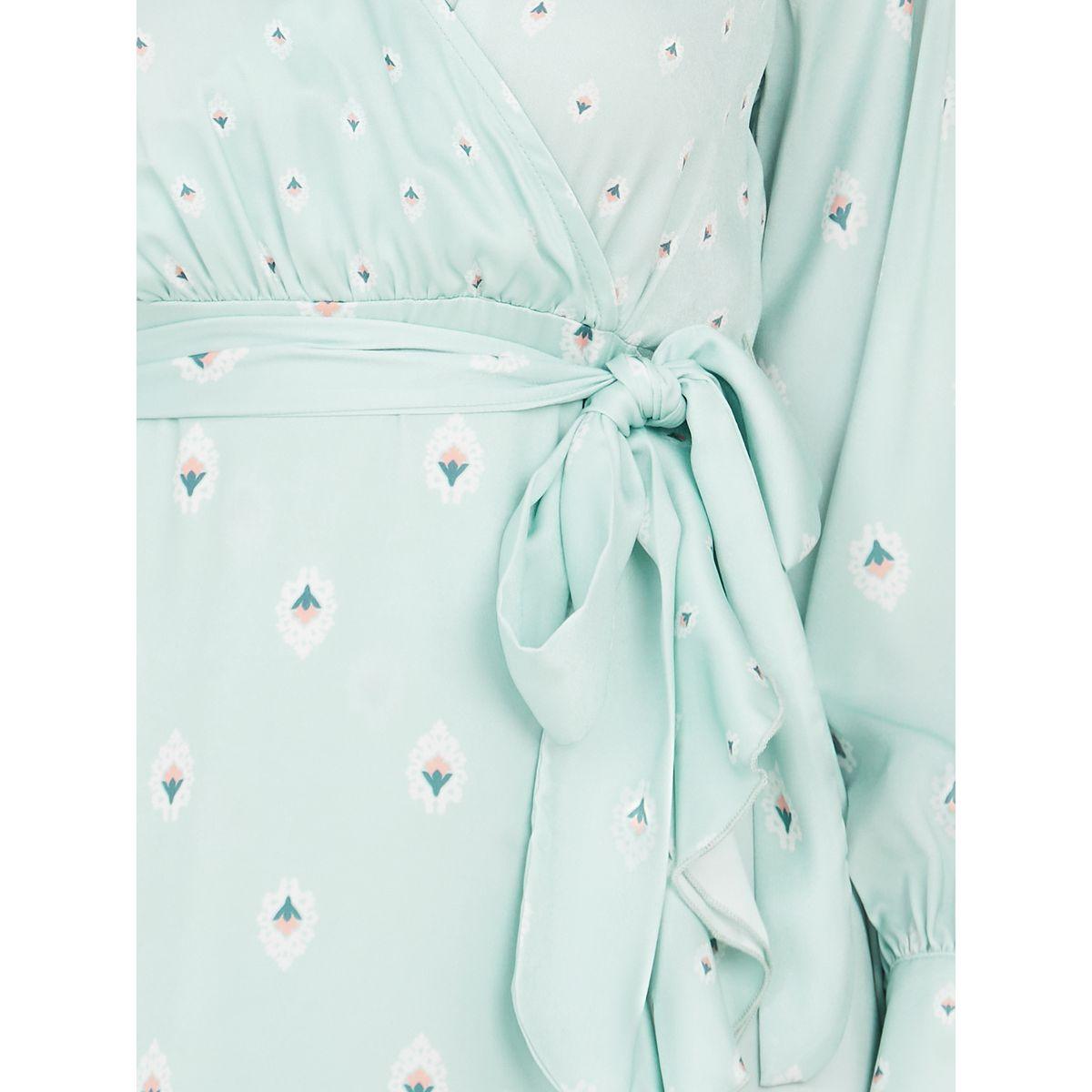 Styli Limited Ruffle Hem AOP Satin Wrap Maxi Dress-women-clothing-dresses-image-3