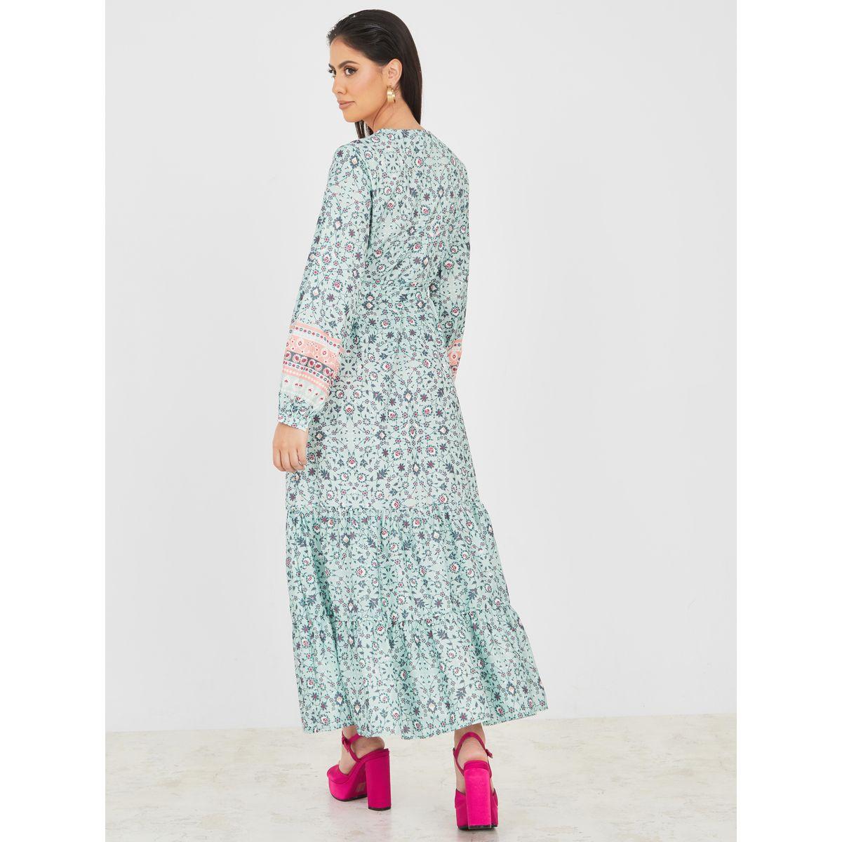 فستان طويل بكسرات وحزام خصر-women-clothing-dresses-image-4