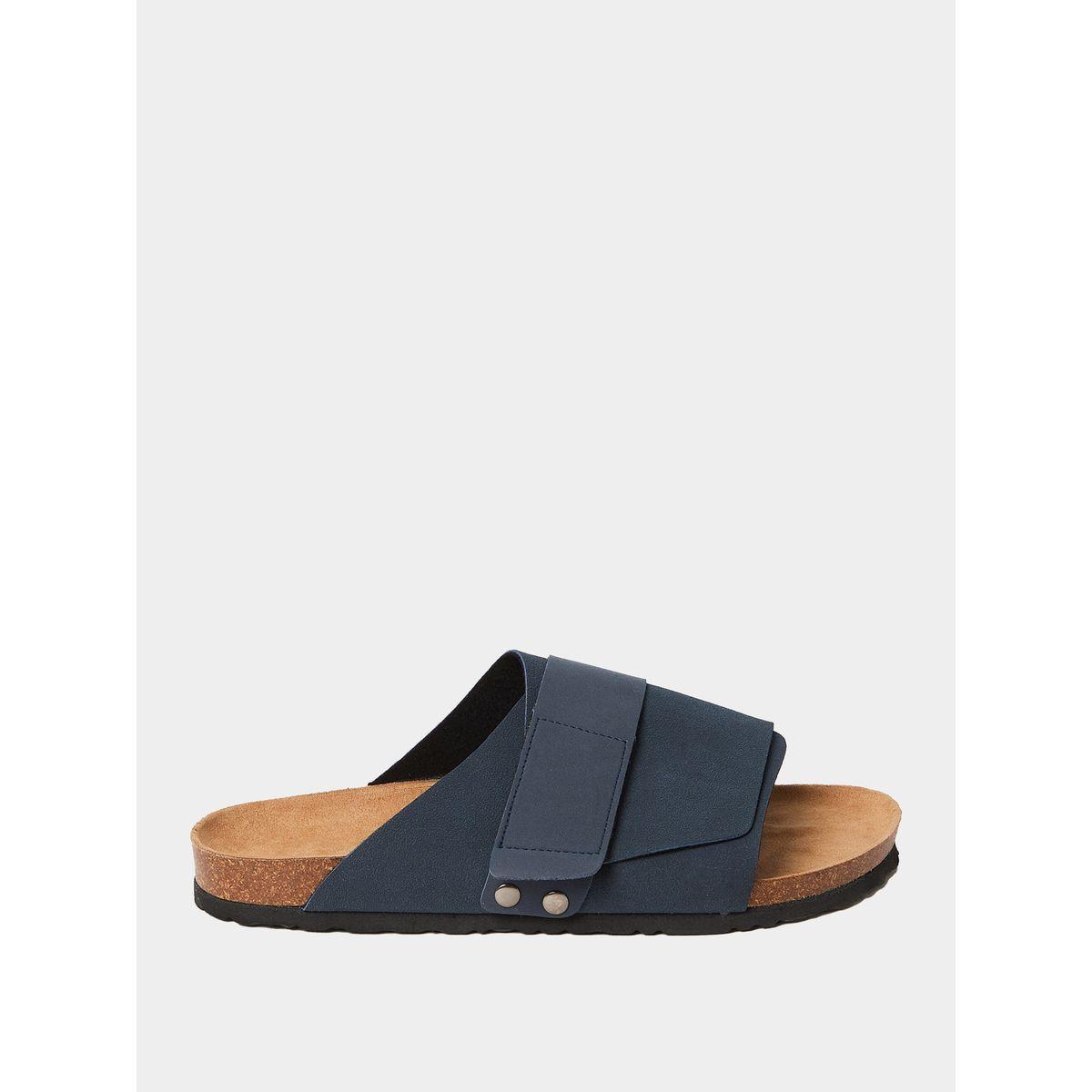 Styli Wide Strap Velcro Detail Slip On Sandals-men-shoes-sandals-image-1