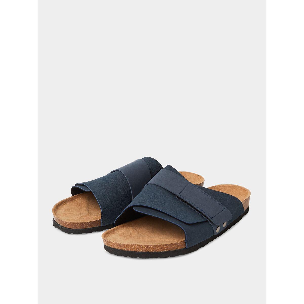 Styli Wide Strap Velcro Detail Slip On Sandals-men-shoes-sandals-image-2