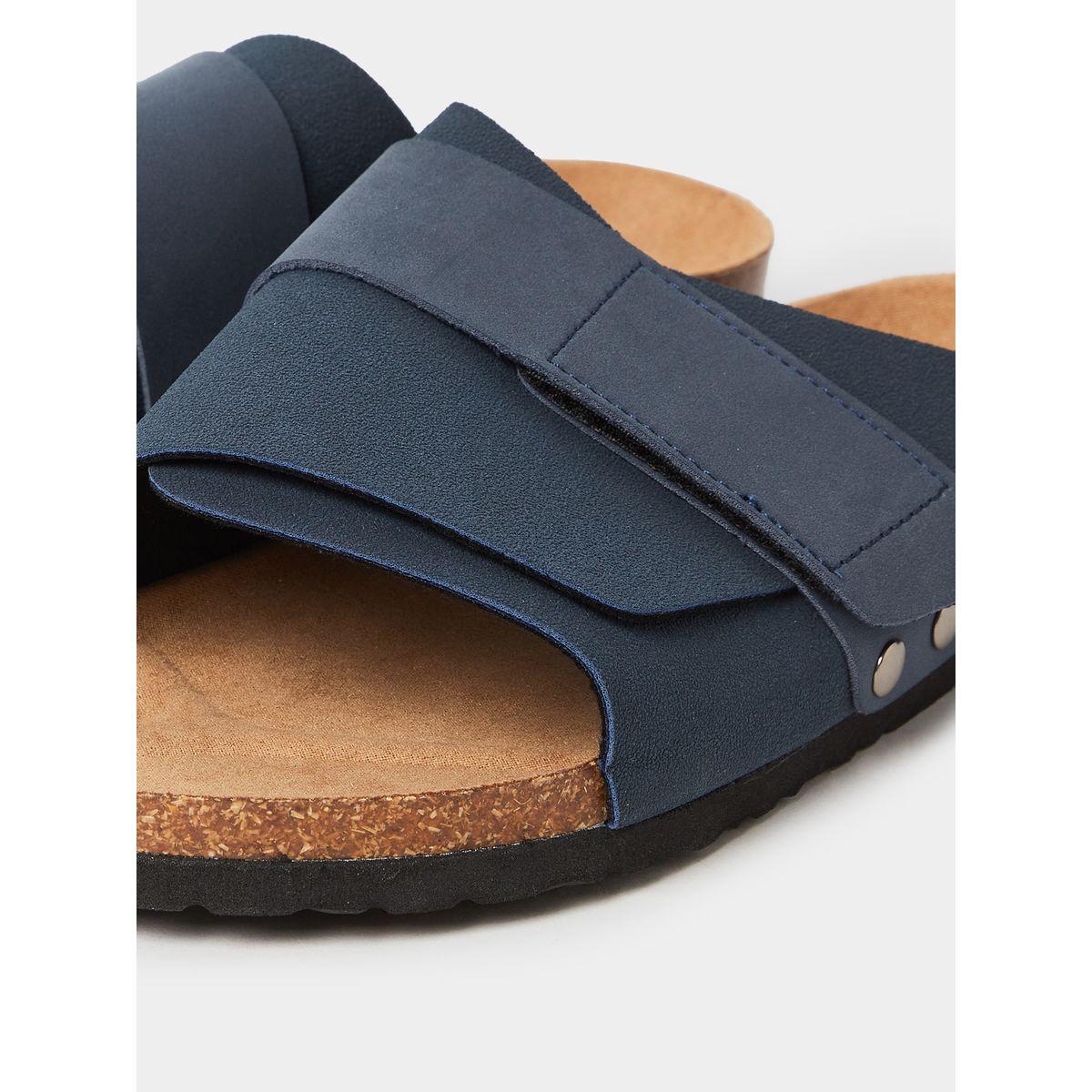 Styli Wide Strap Velcro Detail Slip On Sandals-men-shoes-sandals-image-4