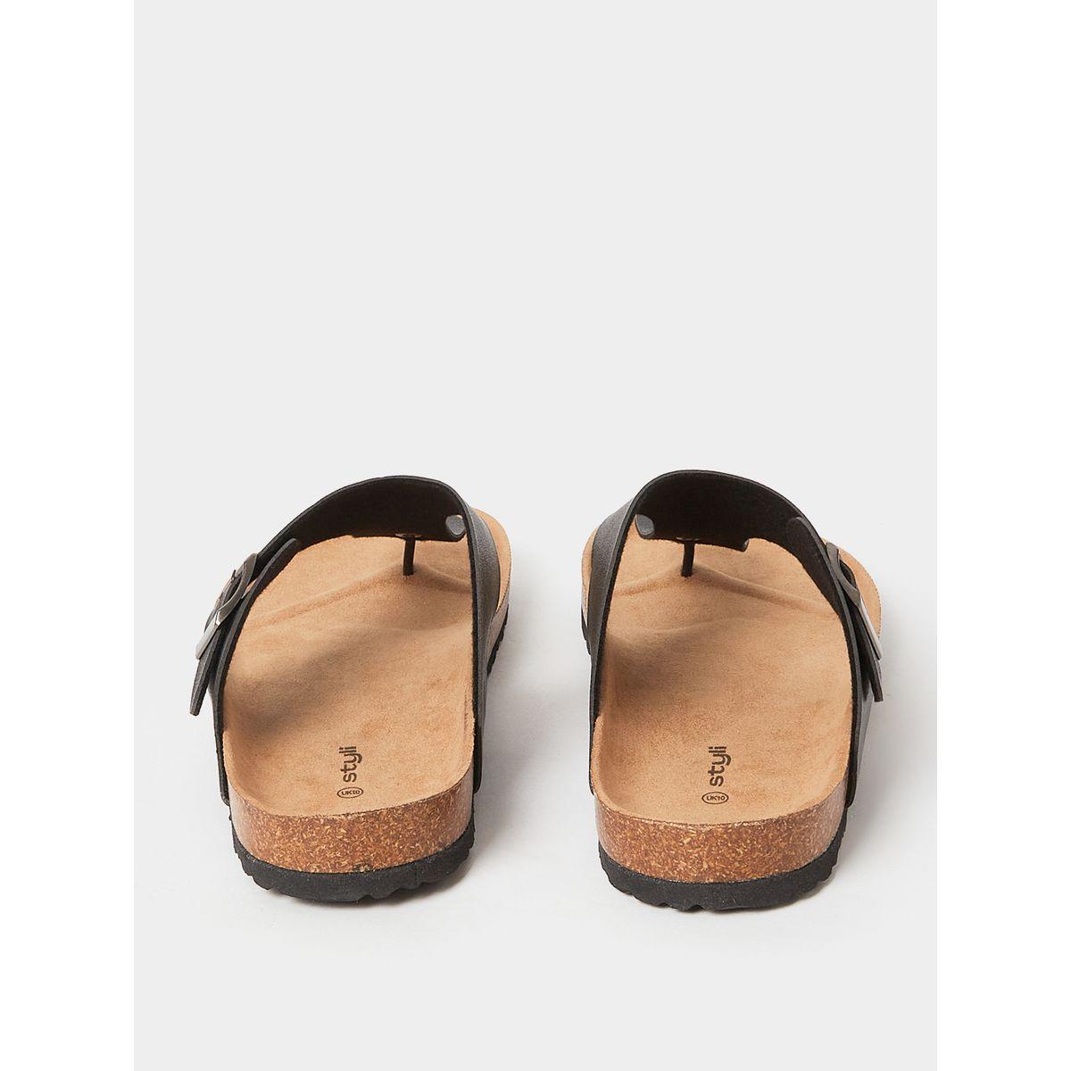 Styli Thong Buckle Detail Slip On Sandals-men-shoes-sandals-image-3