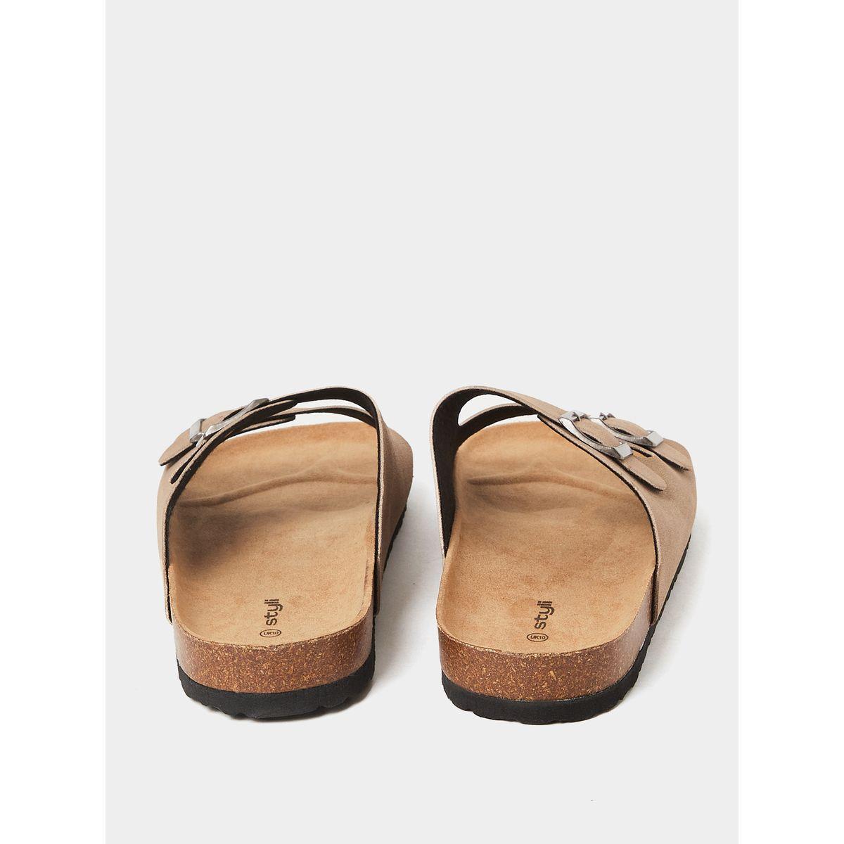 Styli Buckle Strap Detail Slip On Sandals-men-shoes-sandals-image-3