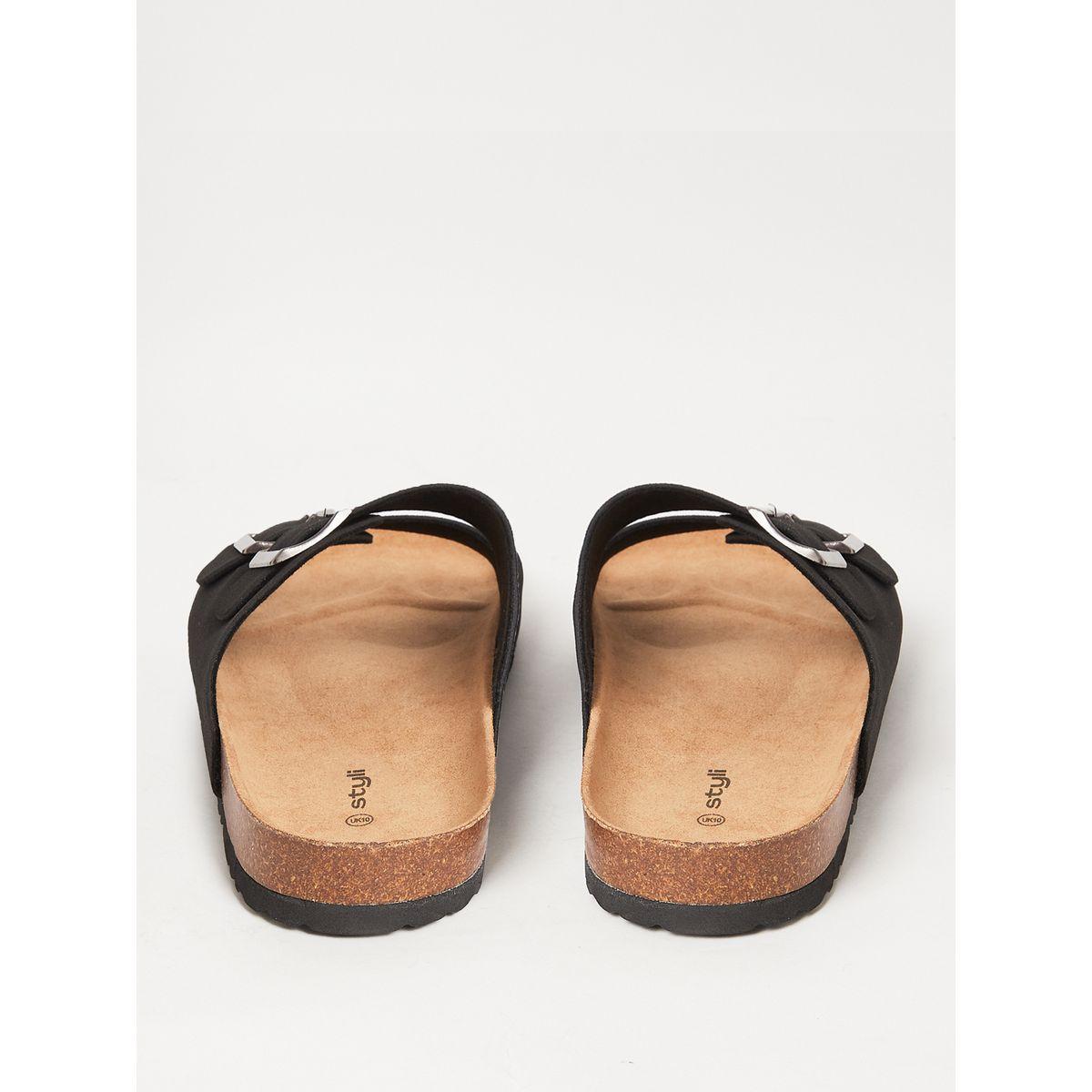 Styli Buckle Strap Detail Slip On Sandals-men-shoes-sandals-image-3