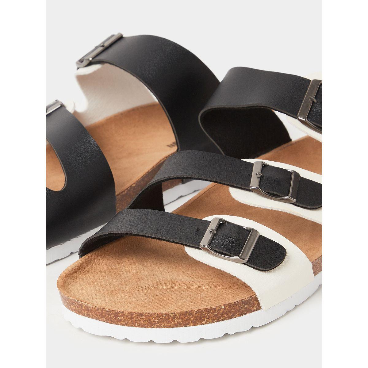 Styli Colorblock Strap Buckle Detail Slip On Sandals-men-shoes-sandals-image-4