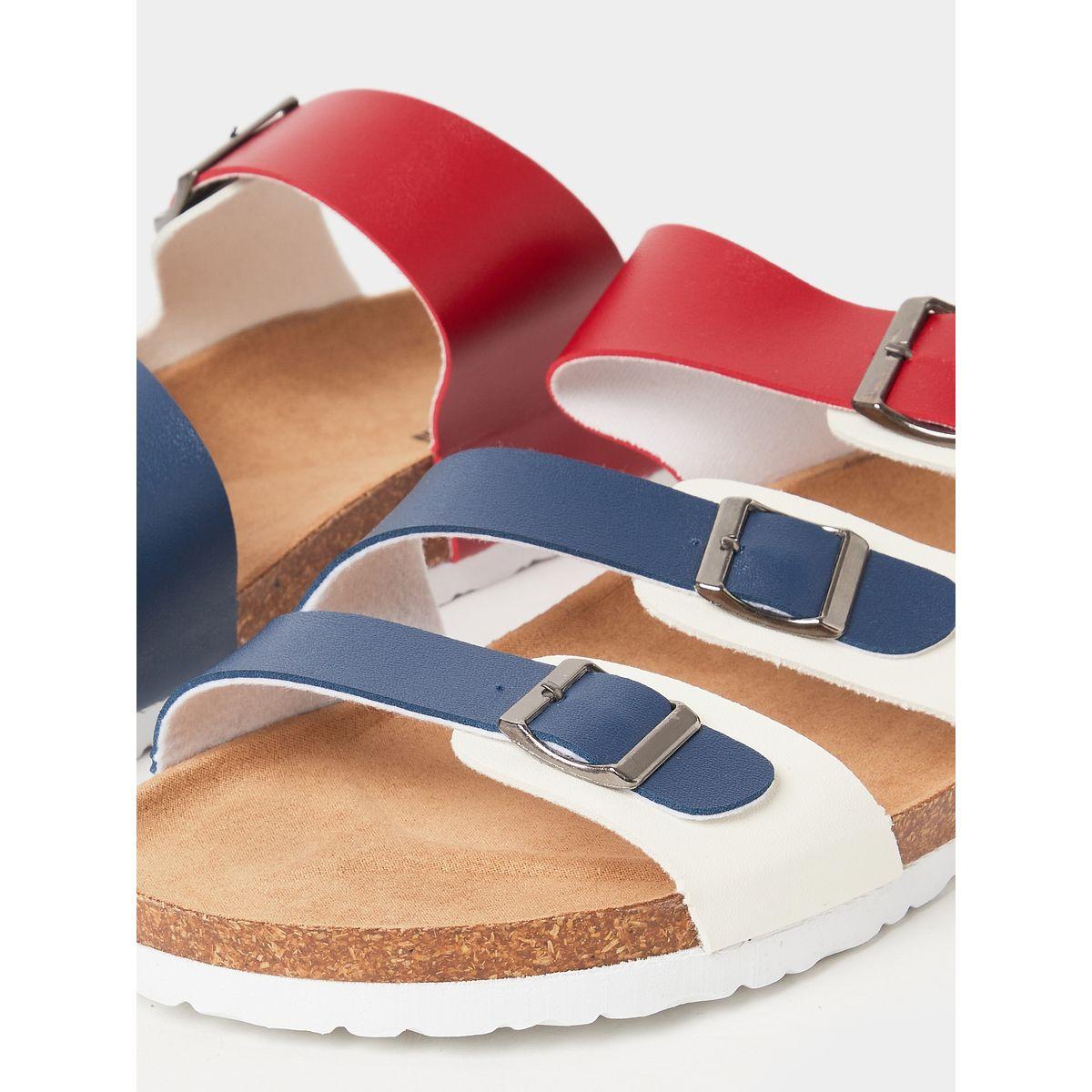 Styli Colorblock Strap Buckle Detail Slip On Sandals-men-shoes-sandals-image-4