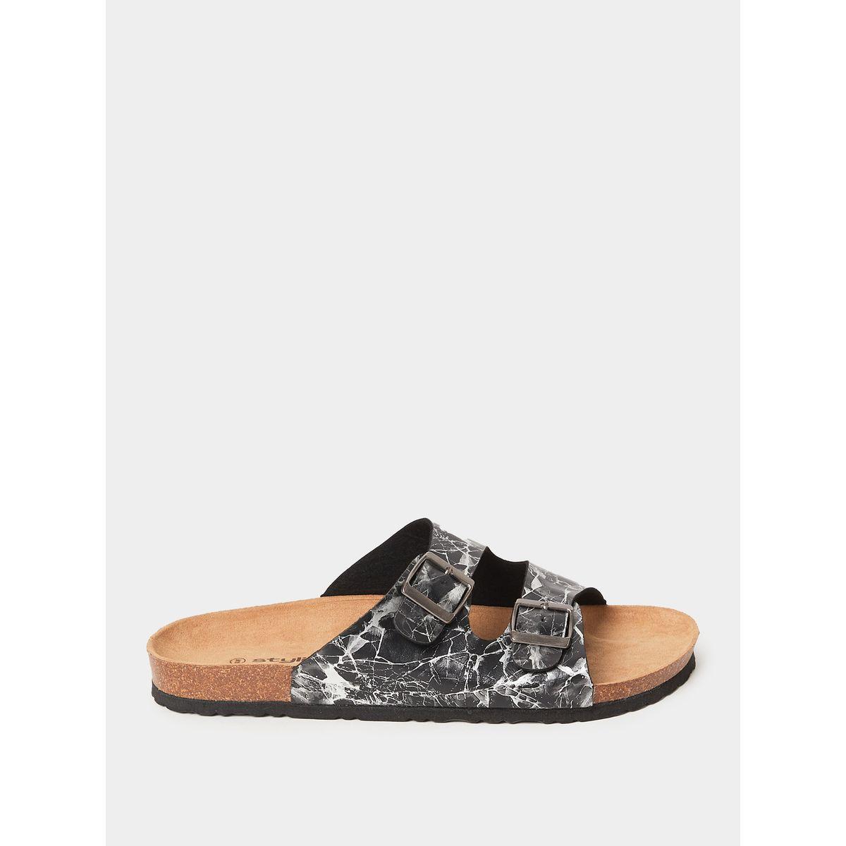 Styli Printed Strap Buckle Detail Slip On Sandals-men-shoes-sandals-image-1
