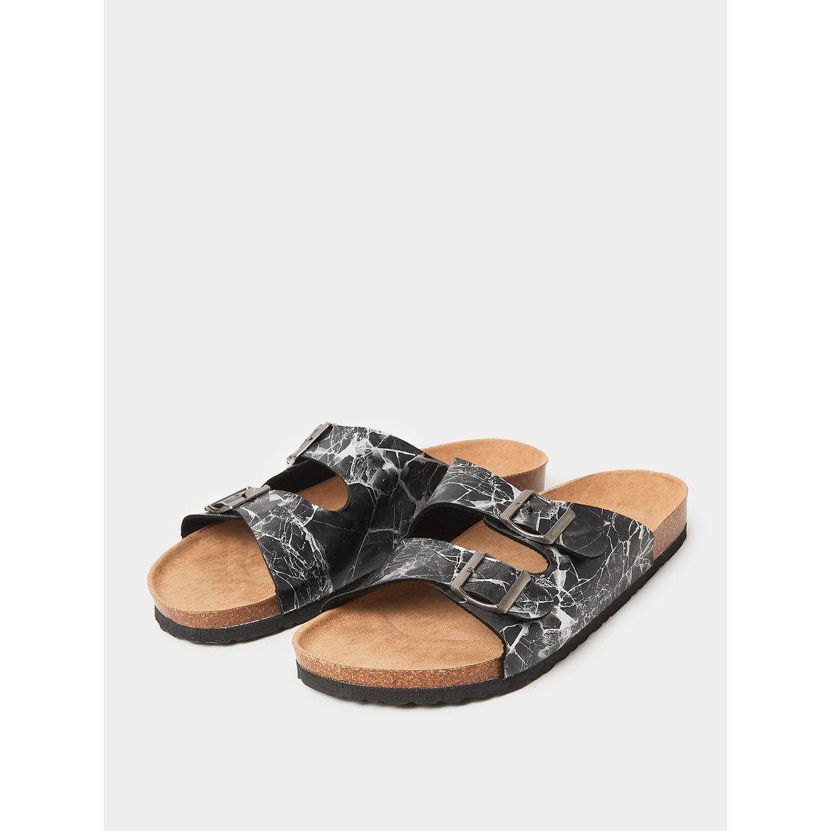 Styli Printed Strap Buckle Detail Slip On Sandals-men-shoes-sandals-image-2