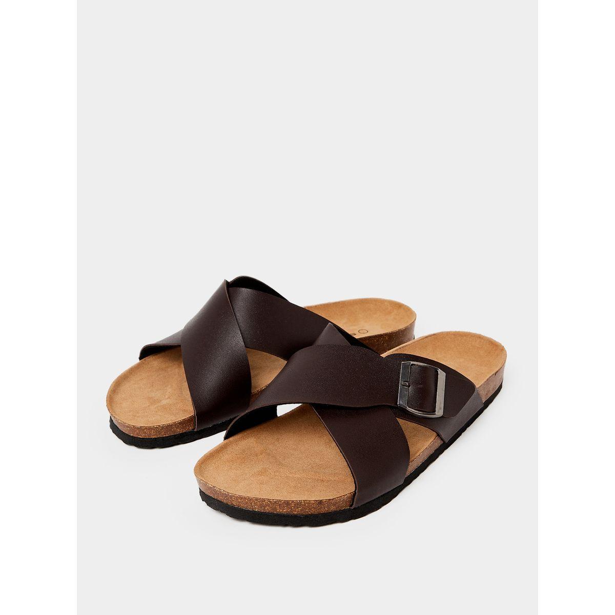 Styli Crossed Strap Metal Buckle Detail Sandals-men-shoes-sandals-image-2