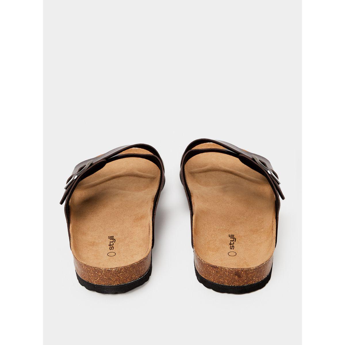 Styli Crossed Strap Metal Buckle Detail Sandals-men-shoes-sandals-image-3