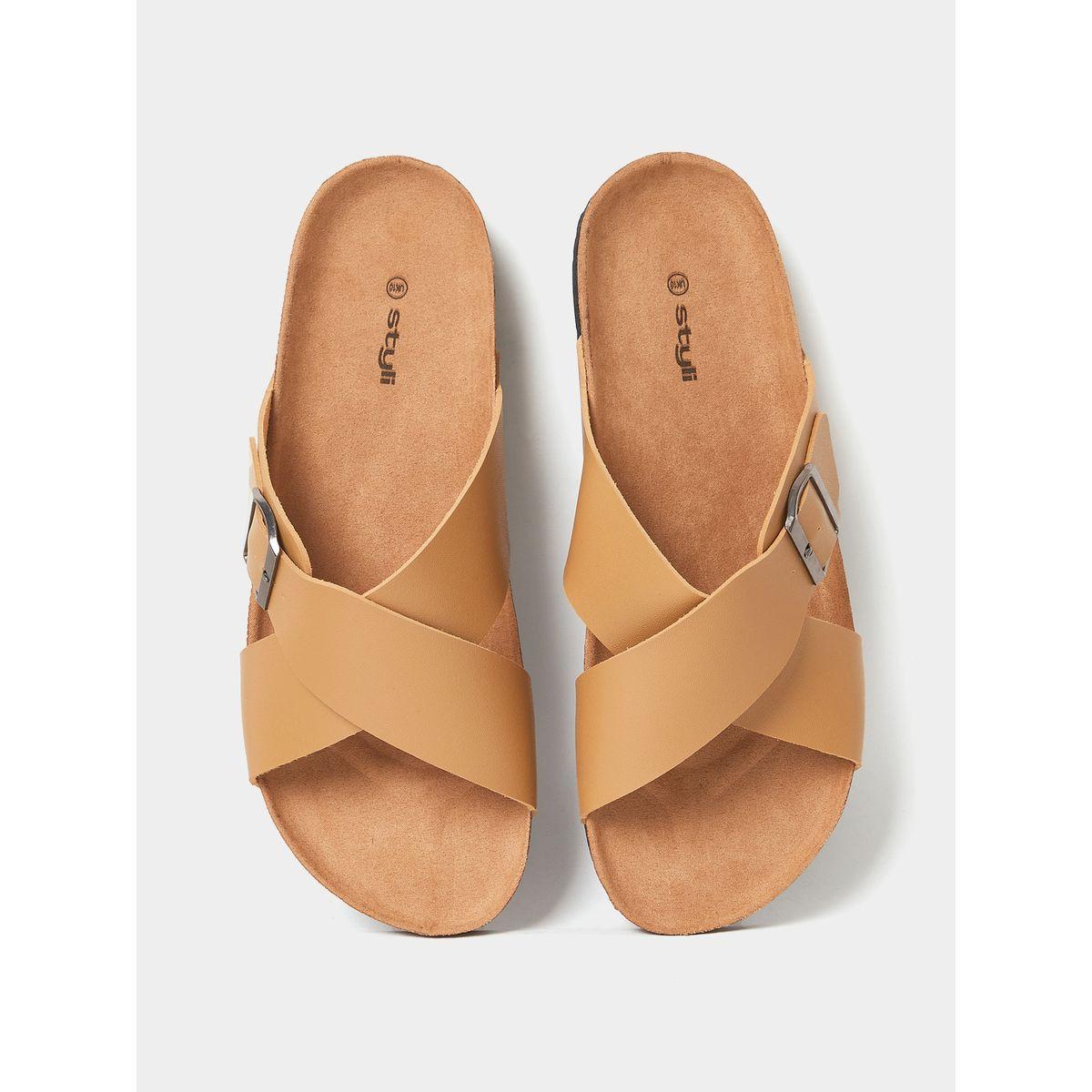 Styli Crossed Straps Metal Buckle Detail Sandals-men-shoes-sandals-image-5