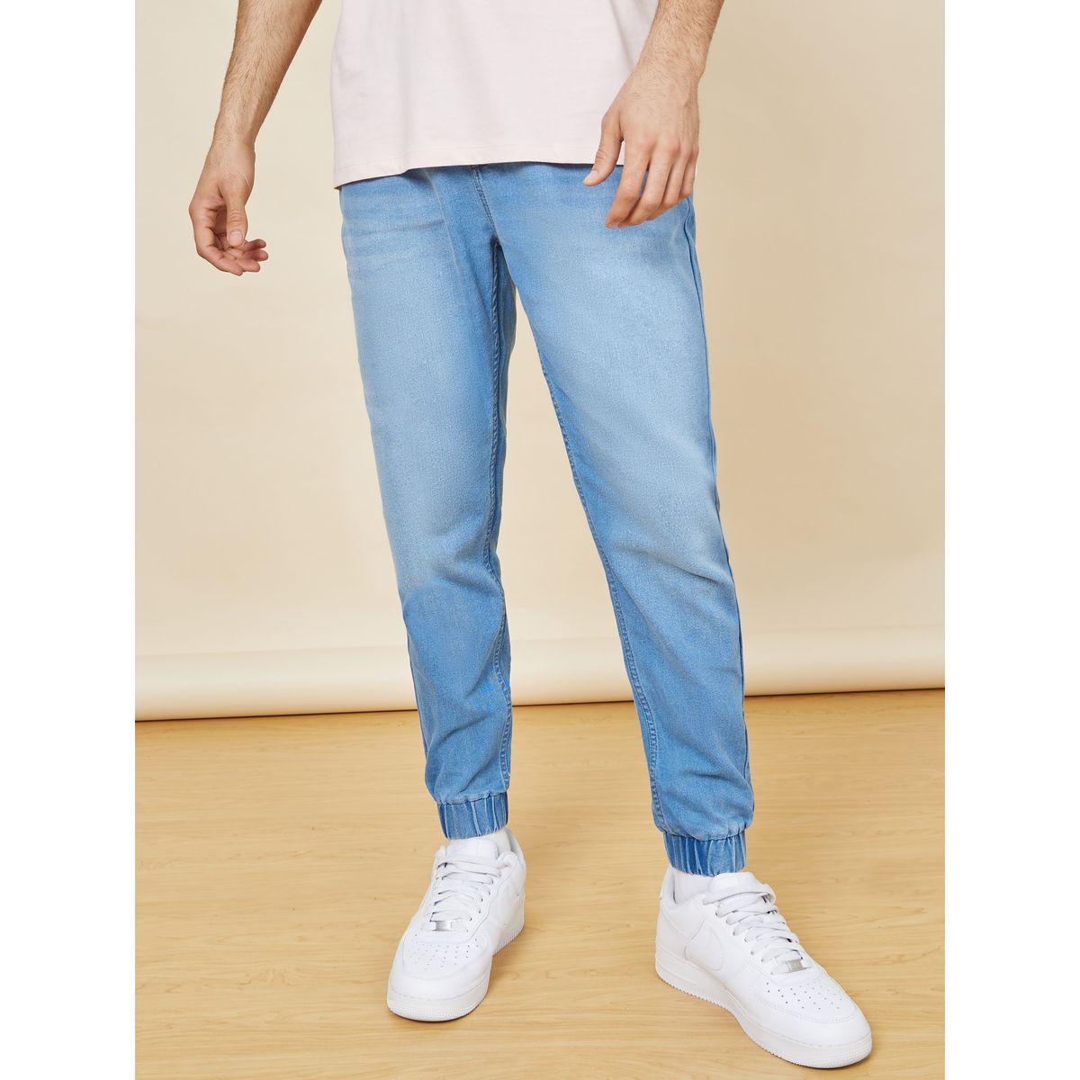 Styli Mid Wash Denim Jogger with Drawstring Waist-men-clothing-bottoms-jeans-image-1