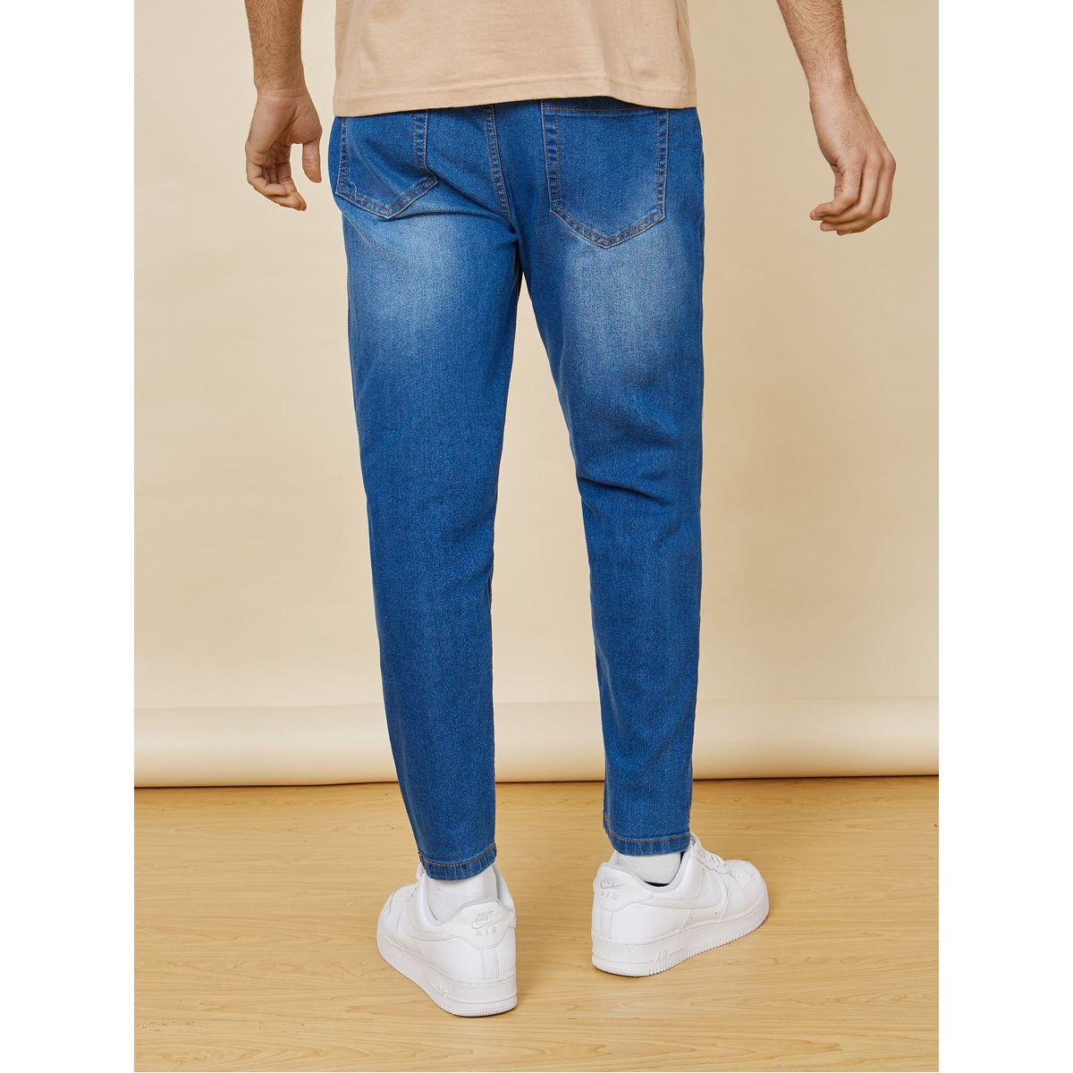 Styli Crop Length Mid Washed Jeans with Panel Stitch Detail-men-clothing-bottoms-jeans-image-3