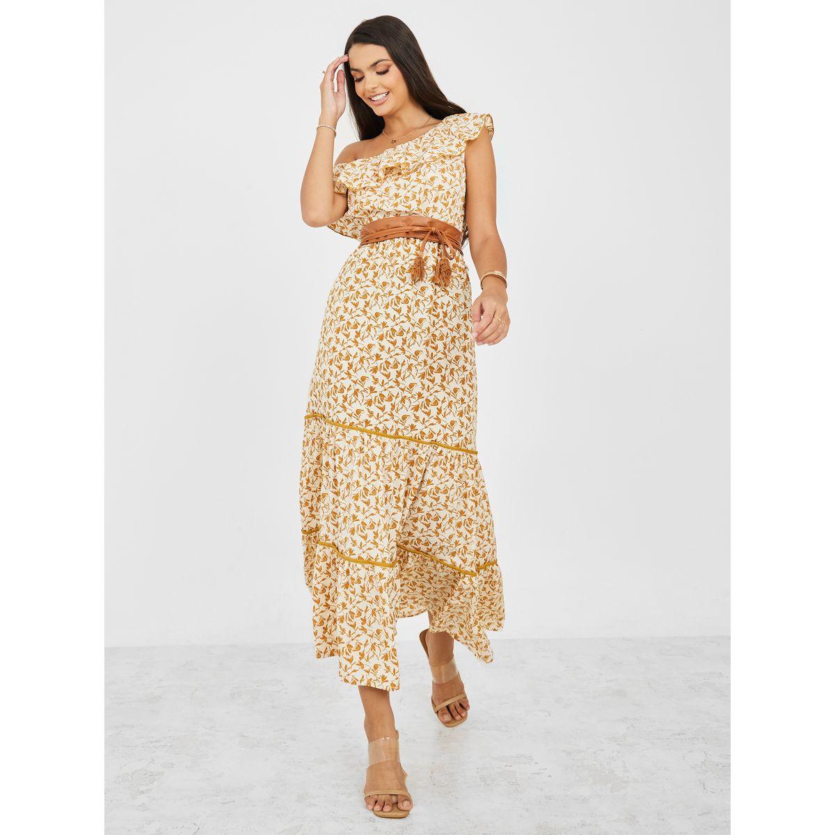 Styli One Shoulder Tiered Maxi Dress with Belt-women-clothing-dresses-image-1