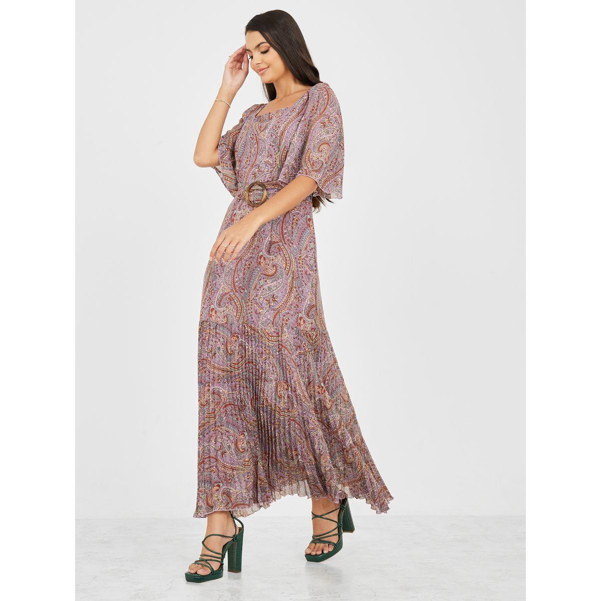 Styli Bohemein Print Accordion Pleat Hem Maxi Dress-women-clothing-dresses-image-1