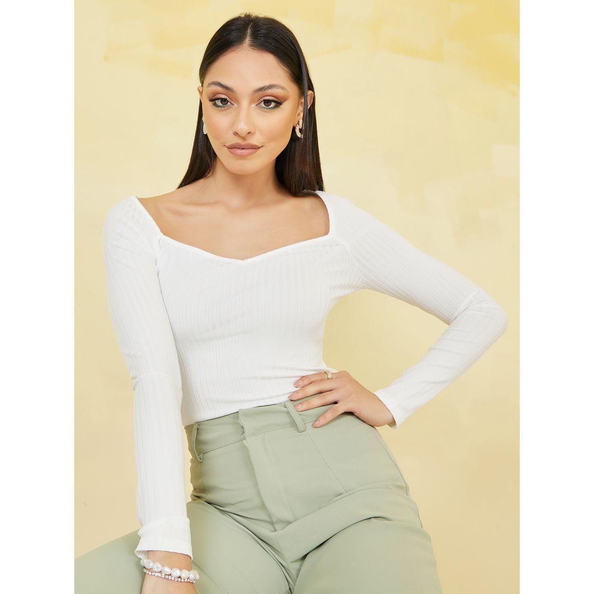 تيشيرت مضلع بأكمام طويلة-women-clothing-tshirts-image-1