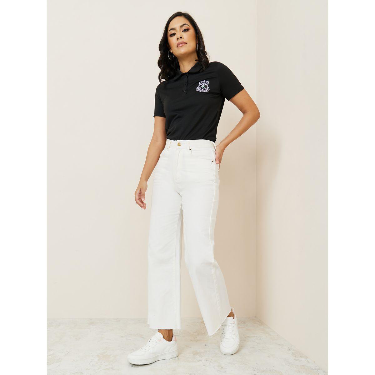 Styli Regular Fit Badge Slogan Half Placket Polo T-Shirt-women-clothing-tshirts-image-2