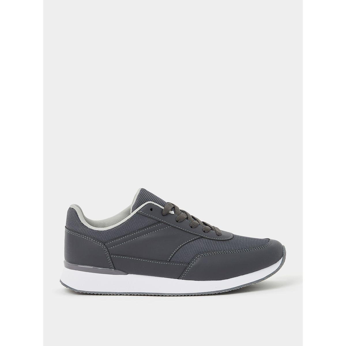 Styli Split Mesh Faux Leather Lace Up Sneakers-men-shoes-sneakers-image-1