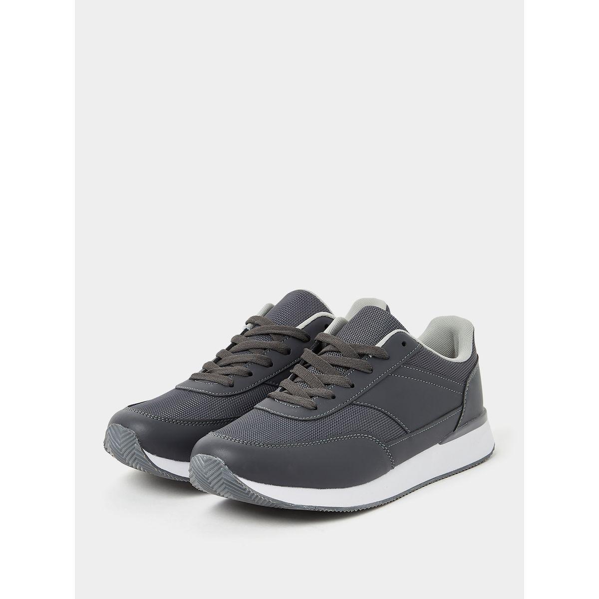 Styli Split Mesh Faux Leather Lace Up Sneakers-men-shoes-sneakers-image-2