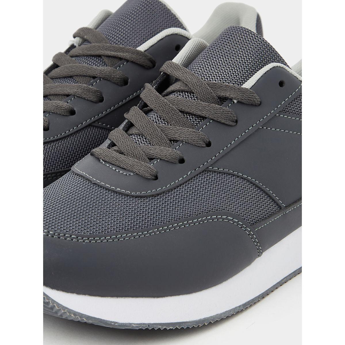 Styli Split Mesh Faux Leather Lace Up Sneakers-men-shoes-sneakers-image-3