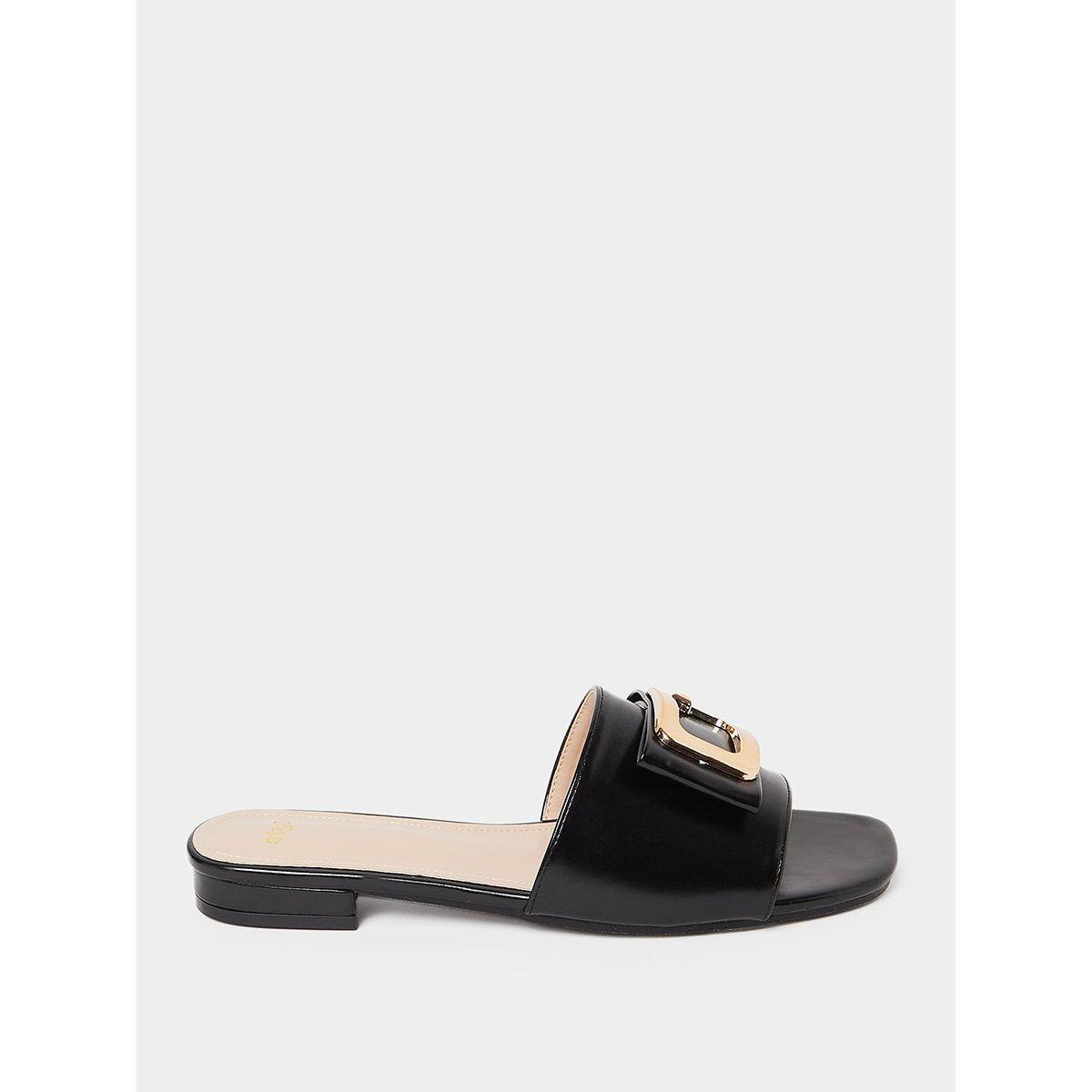 Styli Metal Accent Single Band Flat Sandal-women-shoes-sandals-flats-image-2