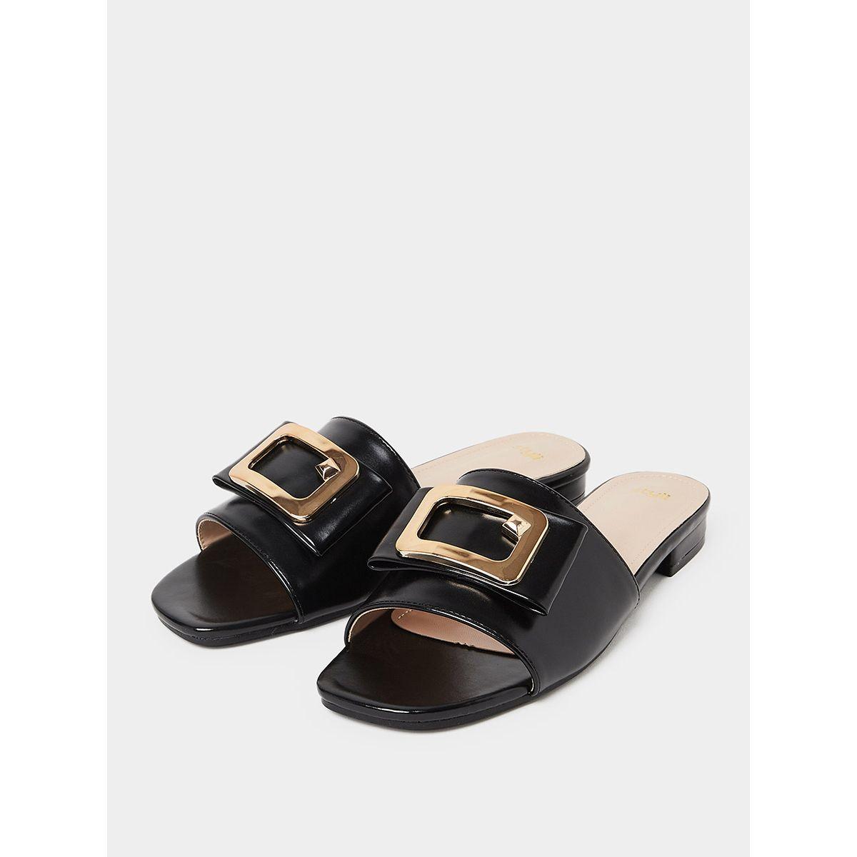 Styli Metal Accent Single Band Flat Sandal-women-shoes-sandals-flats-image-3