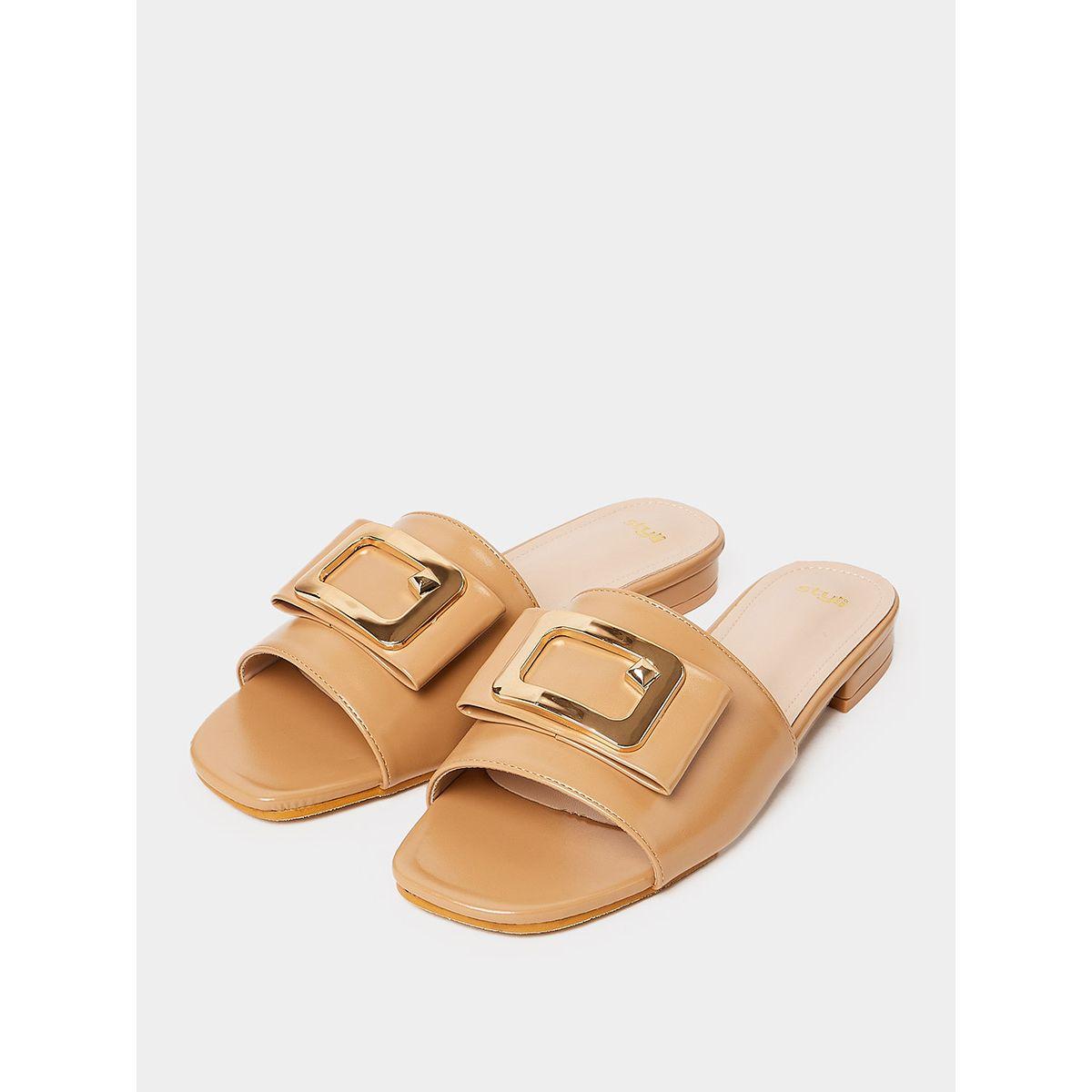 Styli Metal Accent Single Band Flat Sandal-women-shoes-sandals-flats-image-3