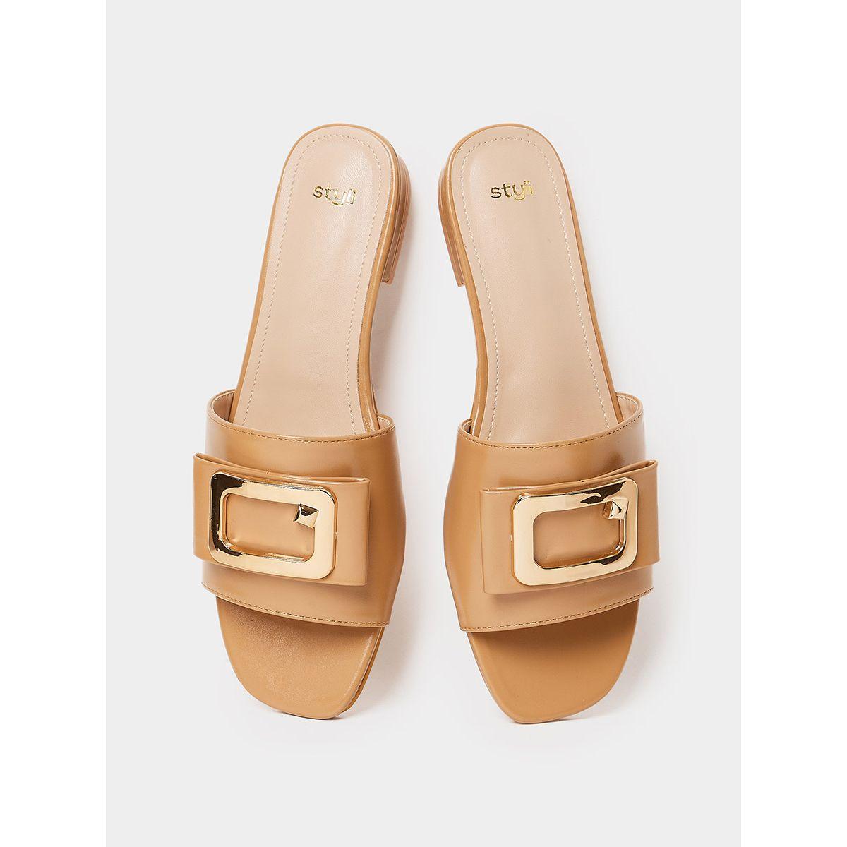 Styli Metal Accent Single Band Flat Sandal-women-shoes-sandals-flats-image-6