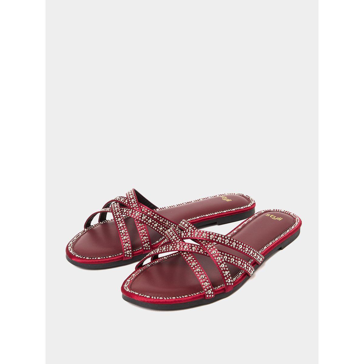 صندل فلات بسيور كروس-women-shoes-sandals-flats-image-5
