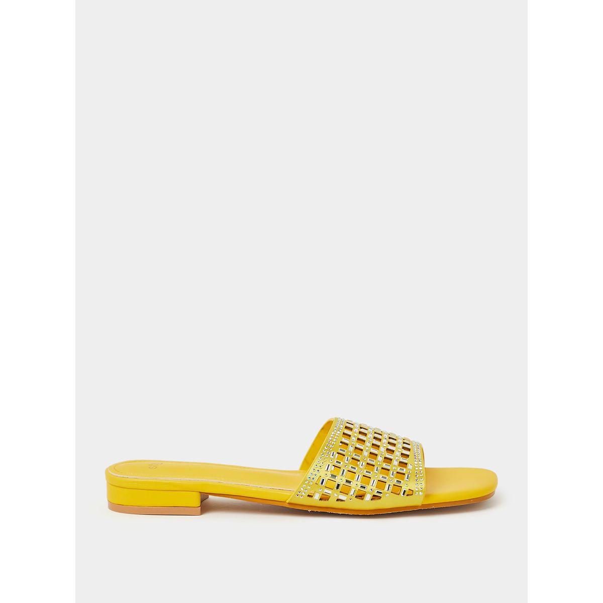 Styli Laser Design Rhinestone Embellishment Flat Sandals-women-shoes-sandals-flats-image-2
