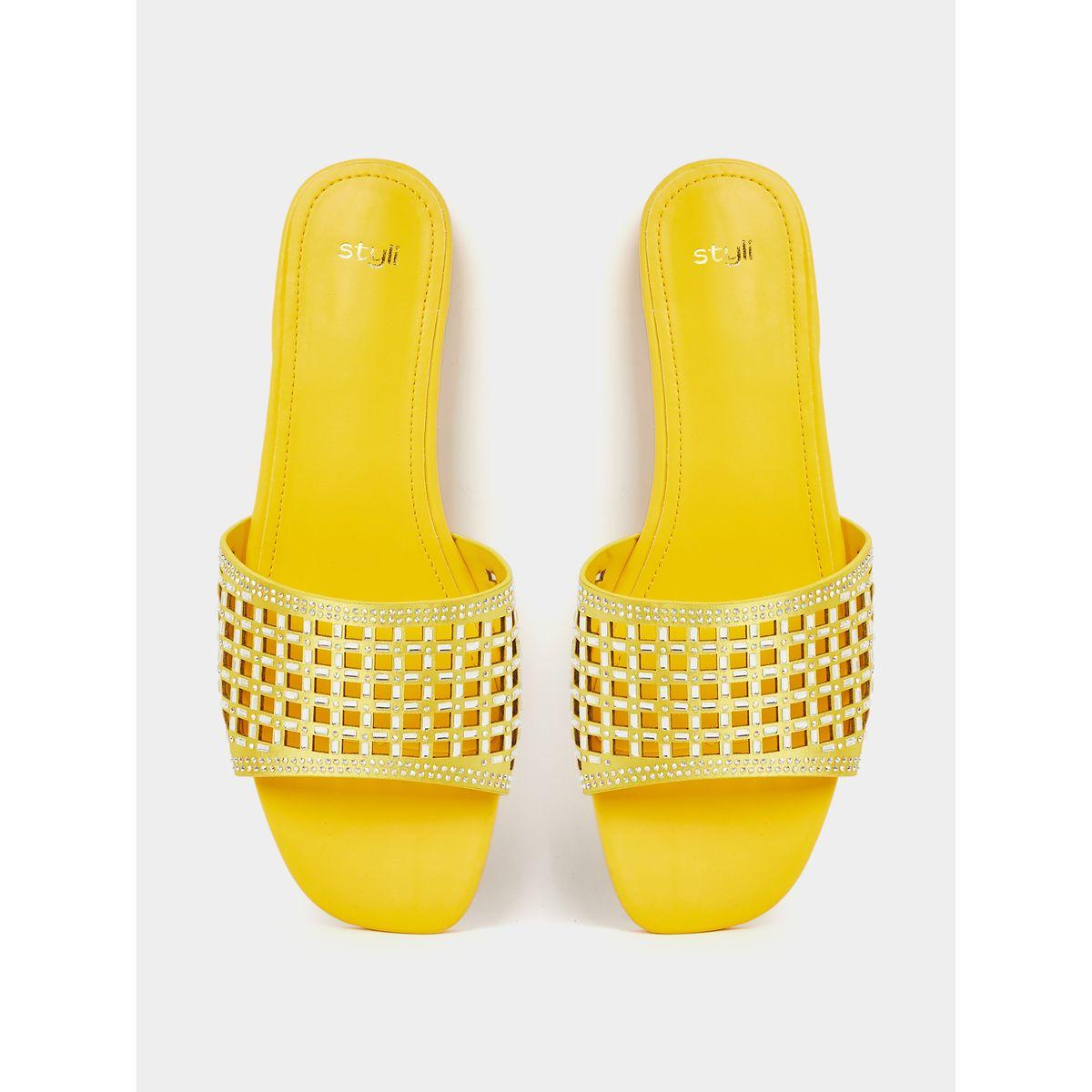 Styli Laser Design Rhinestone Embellishment Flat Sandals-women-shoes-sandals-flats-image-6