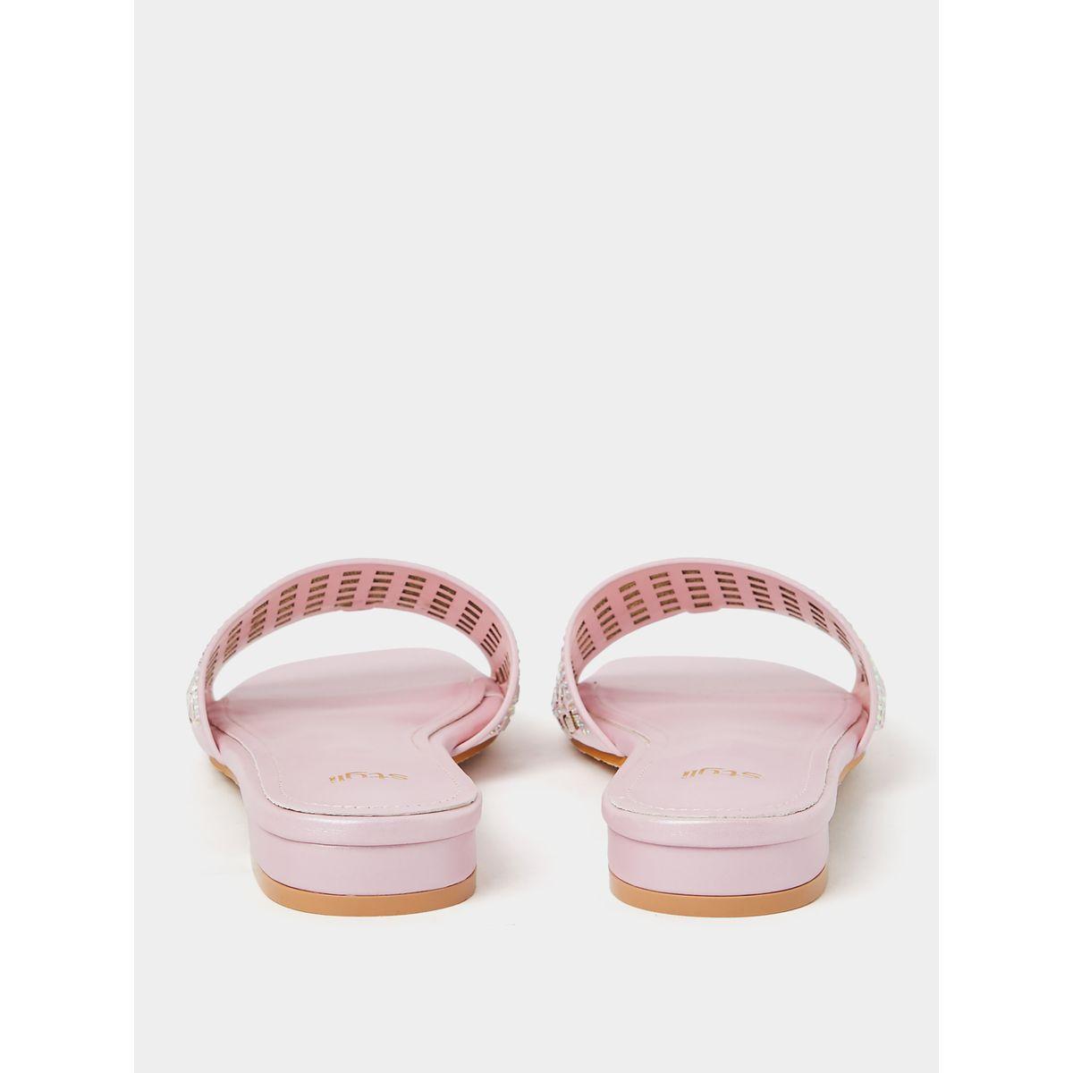 Styli Laser Design Rhinestone Embellishment Flat Sandals-women-shoes-sandals-flats-image-5
