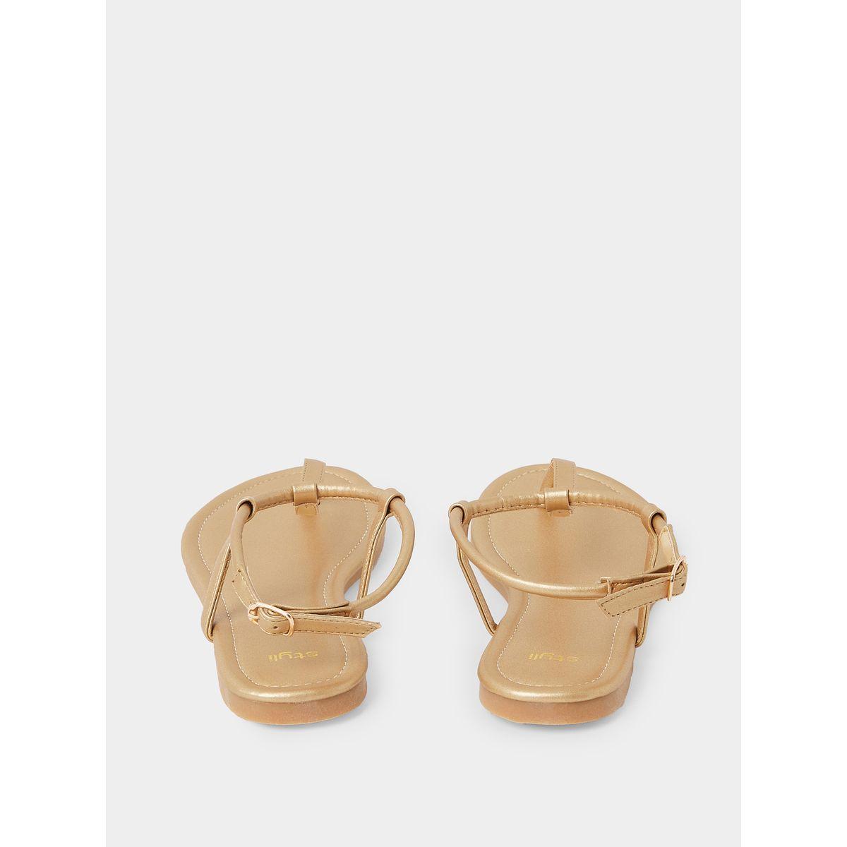 Styli Shell Accent T-Strap Flat Sandals-women-shoes-sandals-flats-image-3