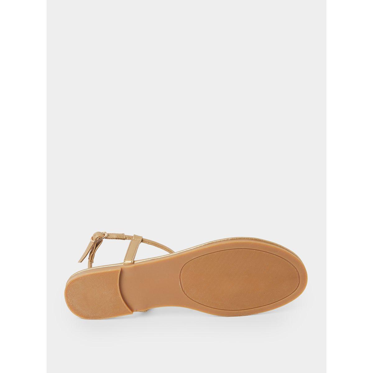 Styli Shell Accent T-Strap Flat Sandals-women-shoes-sandals-flats-image-6