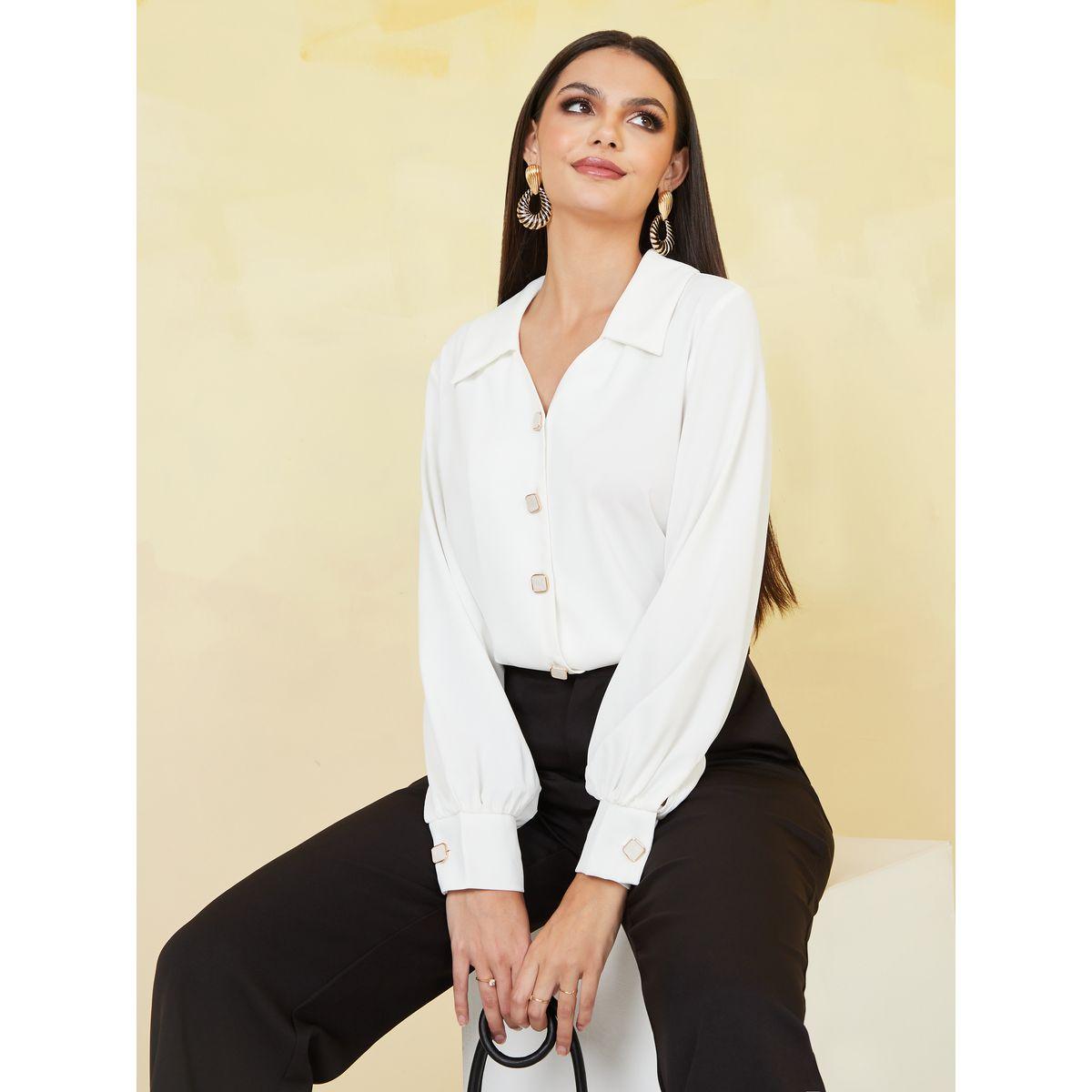 بلوزة بقصة عادية مع أزرار-women-clothing-shirtsandblouses-blouses-image-1