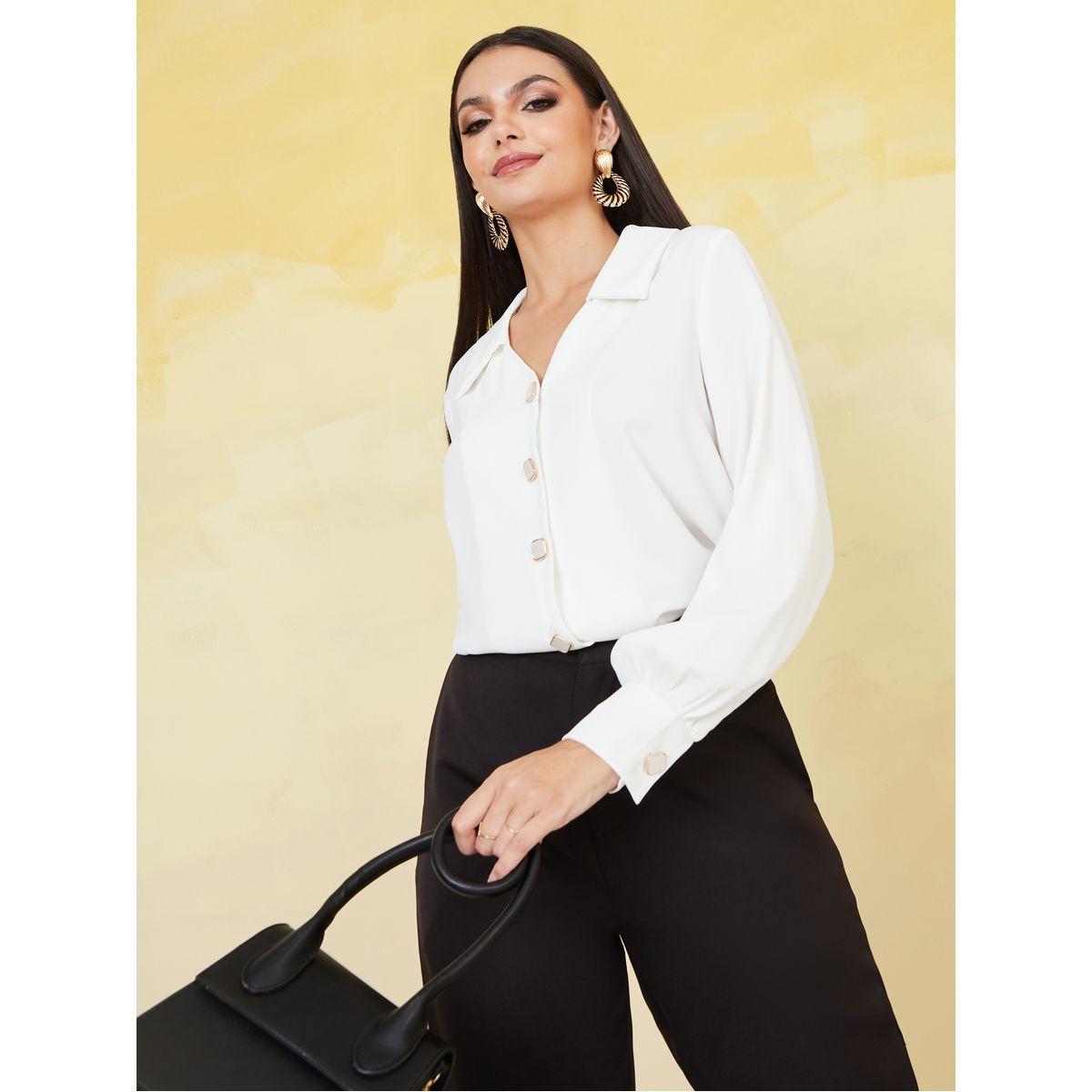 بلوزة بقصة عادية مع أزرار-women-clothing-shirtsandblouses-blouses-image-2