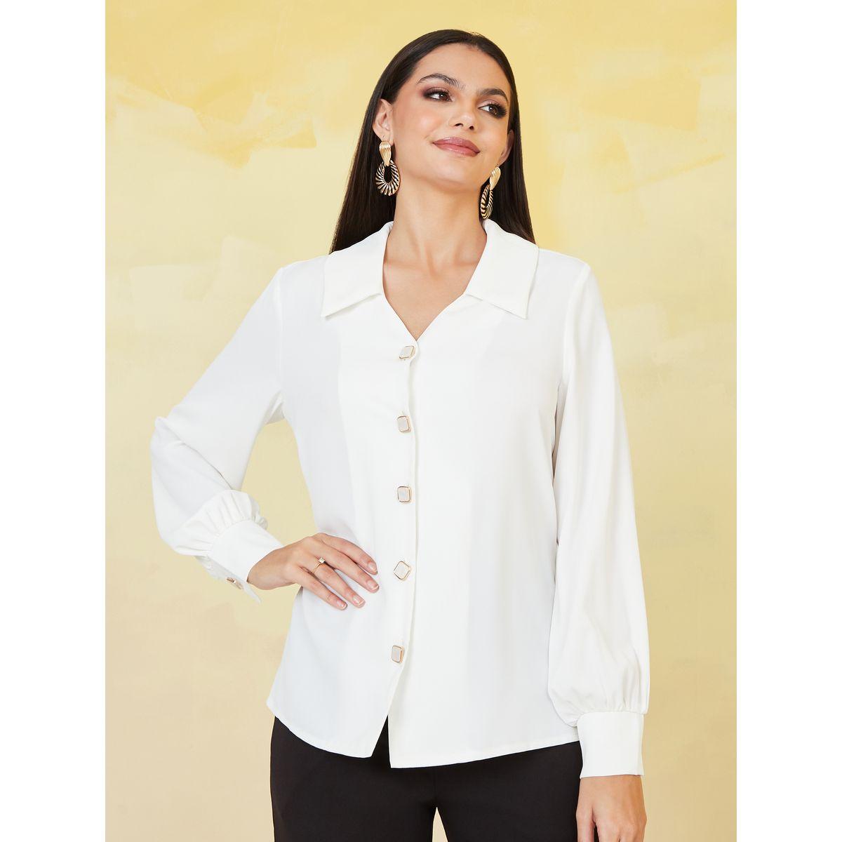 Styli Front Button Collar Detail Regular Fit Blouse-women-clothing-shirtsandblouses-blouses-image-4